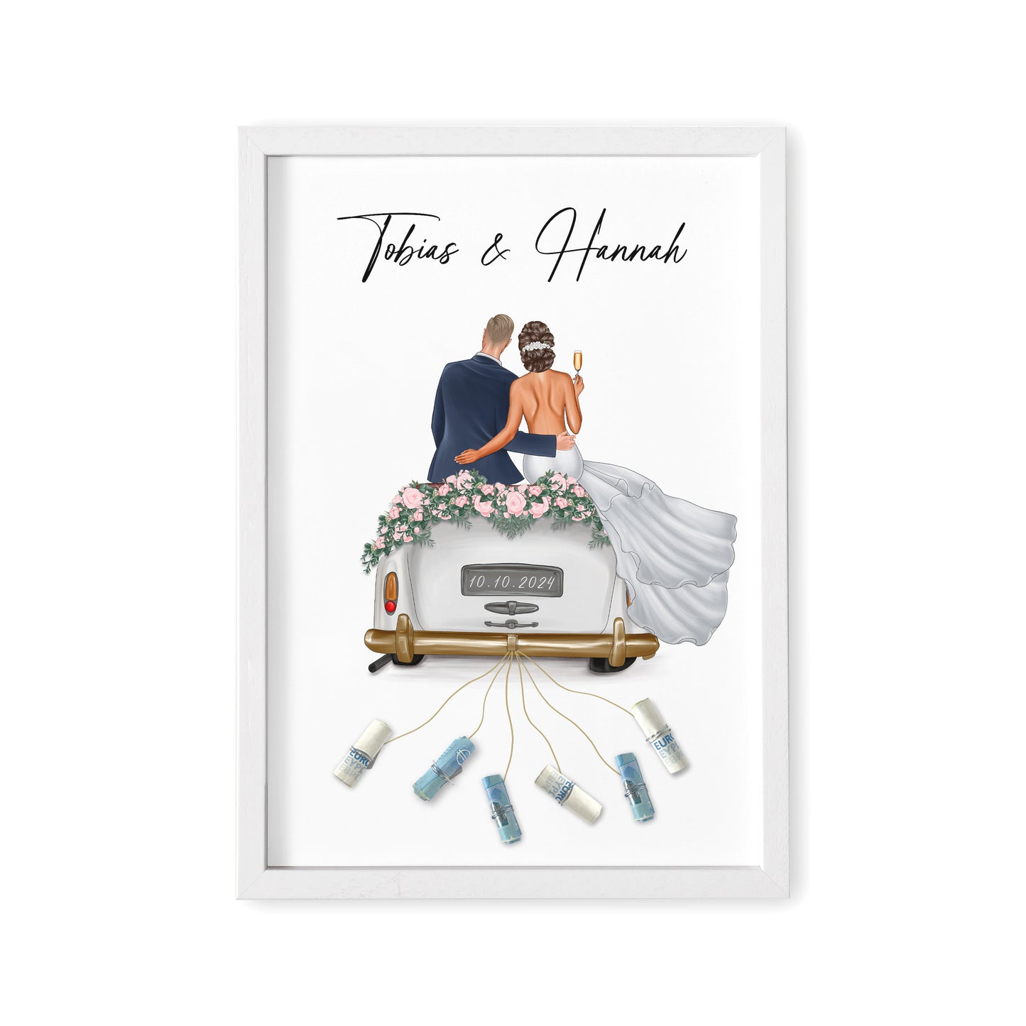 Geldgeschenk Zur Hochzeit Personalisierbares Bild Mit Braut & Bräutigam