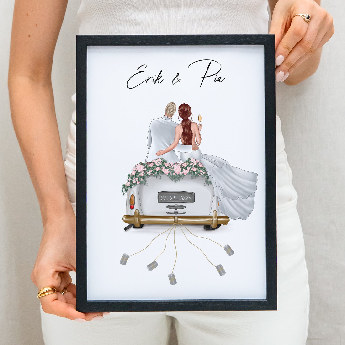 Geldgeschenk Zur Hochzeit Personalisierbares Bild Mit Braut & Bräutigam