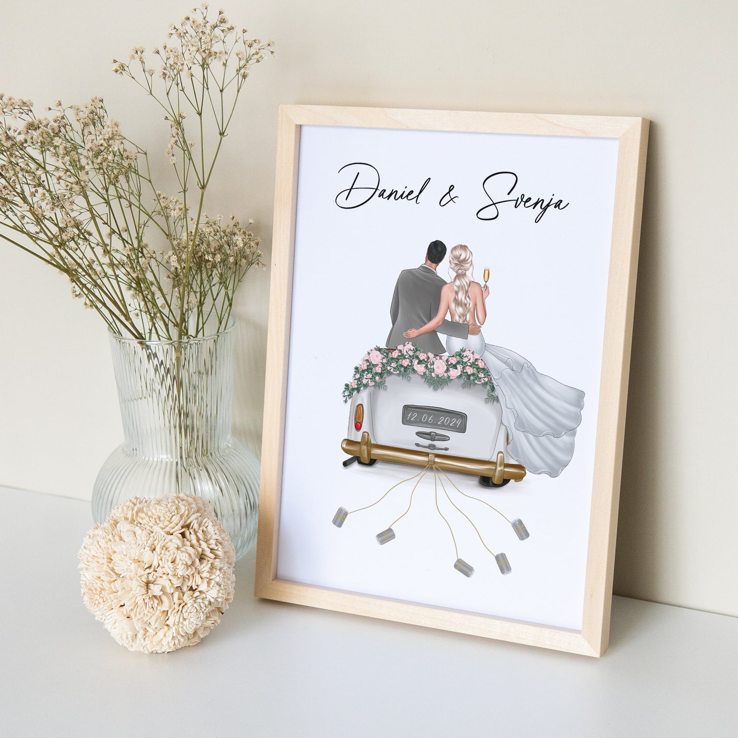 Geldgeschenk Zur Hochzeit Personalisierbares Bild Mit Braut & Bräutigam