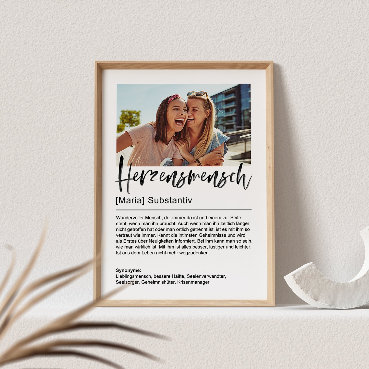 Herzensmensch Definition Poster Mit Foto Personalisiert Bild Fotoposter Farbig Freundschaft Beste Freundin Geschenk (OHNE RAHMEN)
