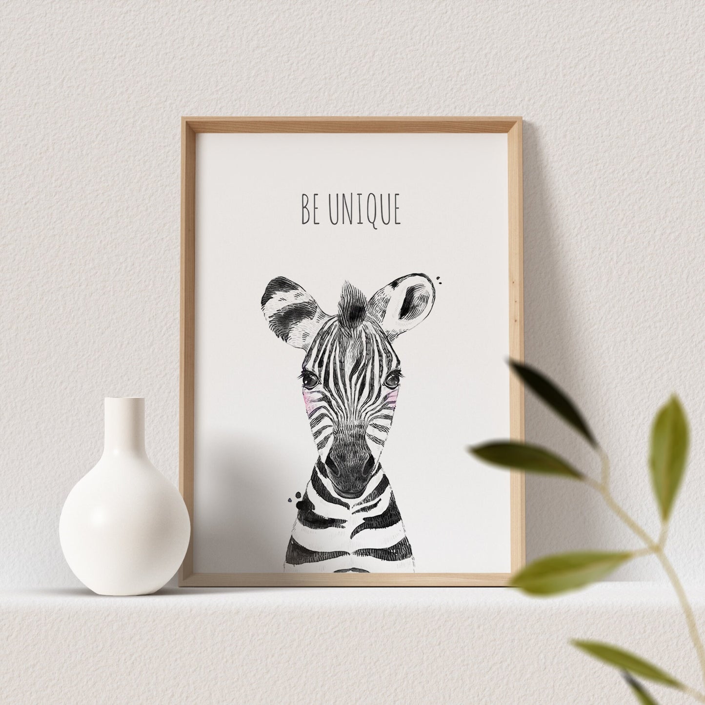 Kinderzimmer Poster Zebra Baby Tiere Safari Animals Babyzimmer Personalisierbarer Text