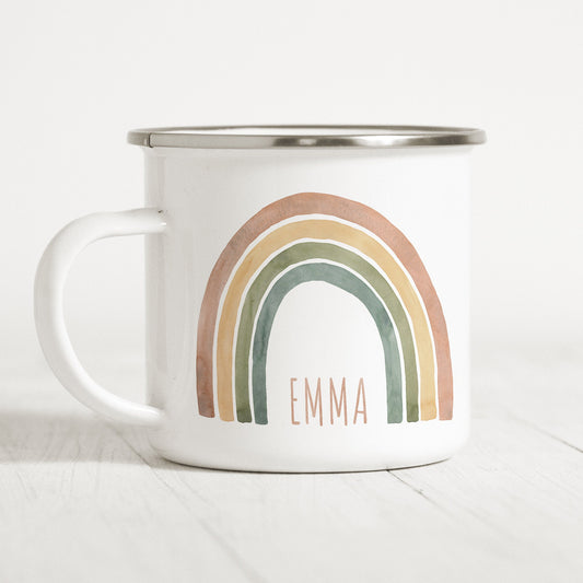 Emaille Tasse Kinder Regenbogen Emailletasse Name Personalisierbar Namensgeschenk