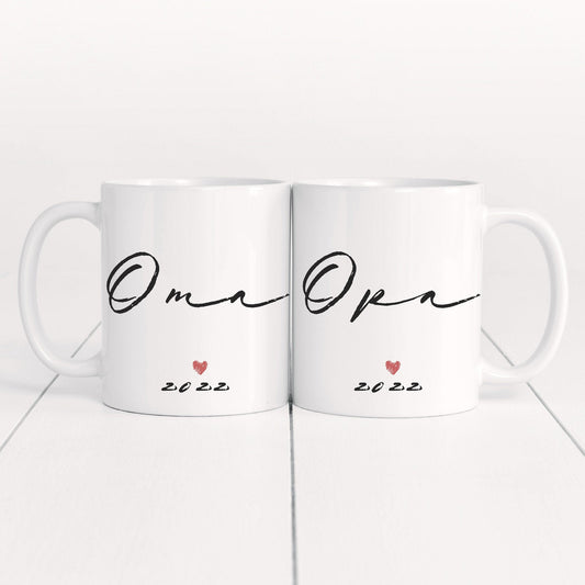 Tassenpaar Oma Opa 2022 Tasse Werdende Großeltern Schwangerschaft Verkünden Geschenk