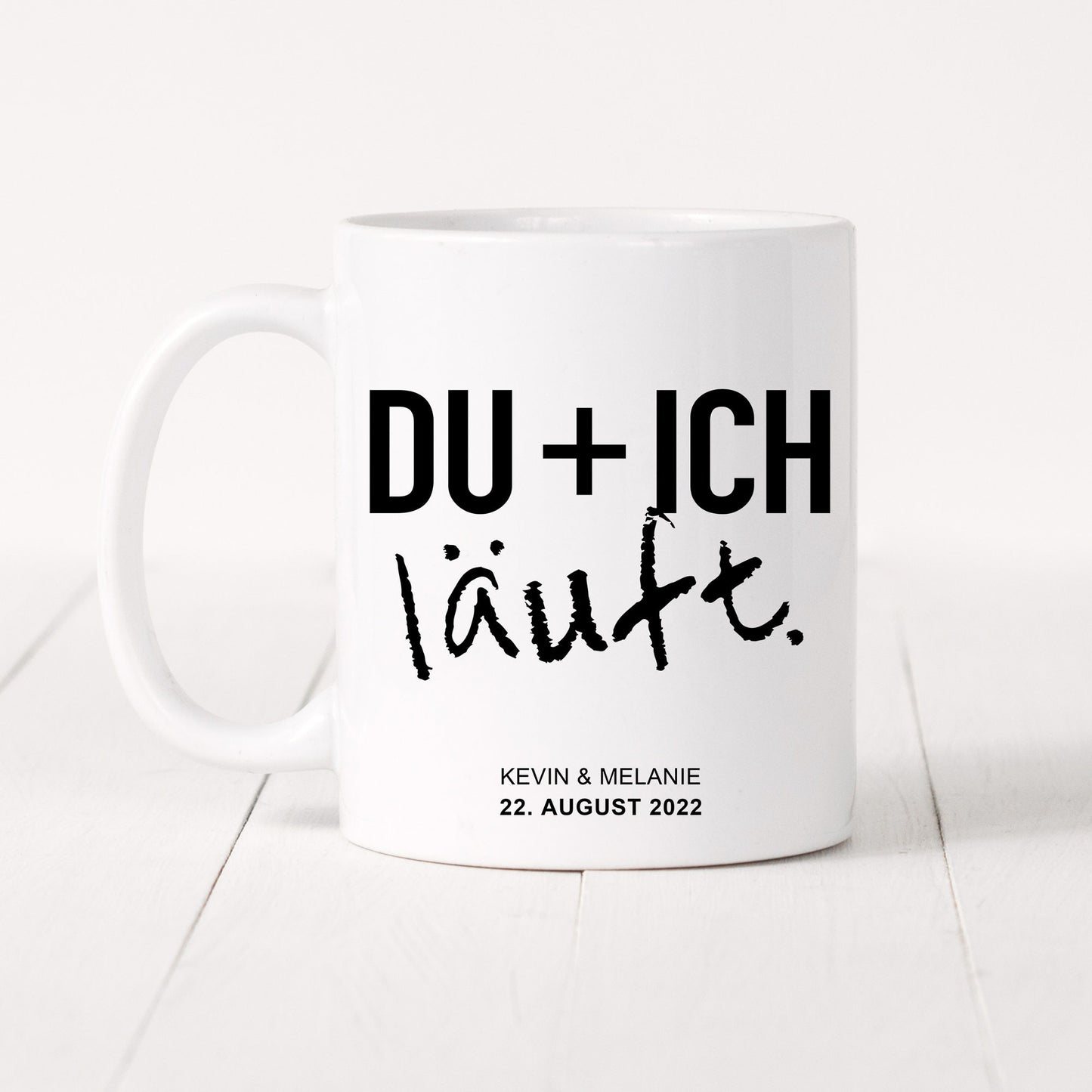 Du Ich Läuft Tasse Personalisiert mit Name + Datum Jahrestag Hochzeitstag Hochzeitsgeschenk