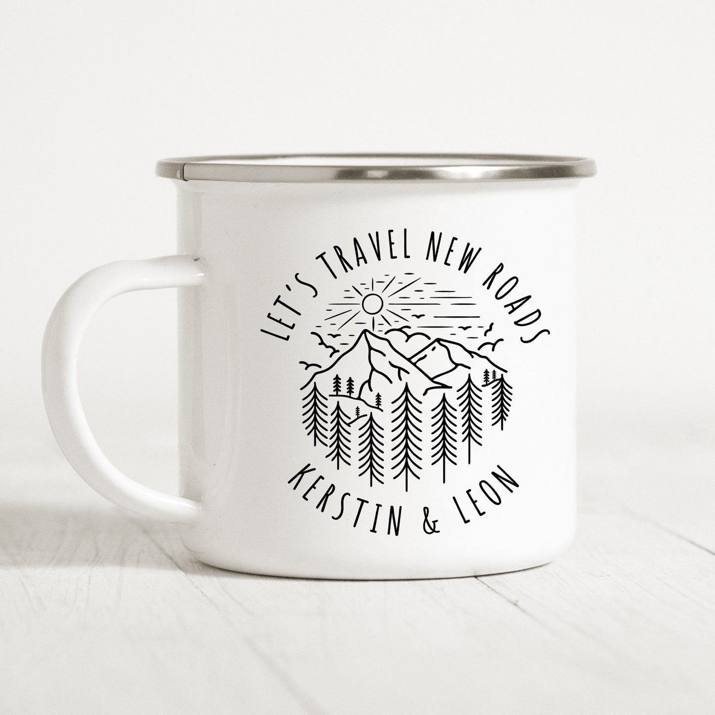 Emaille Tasse Camping Personalisiert Campingbecher Metalltasse Zelten Campen Wohnmobil Camping Geschenk