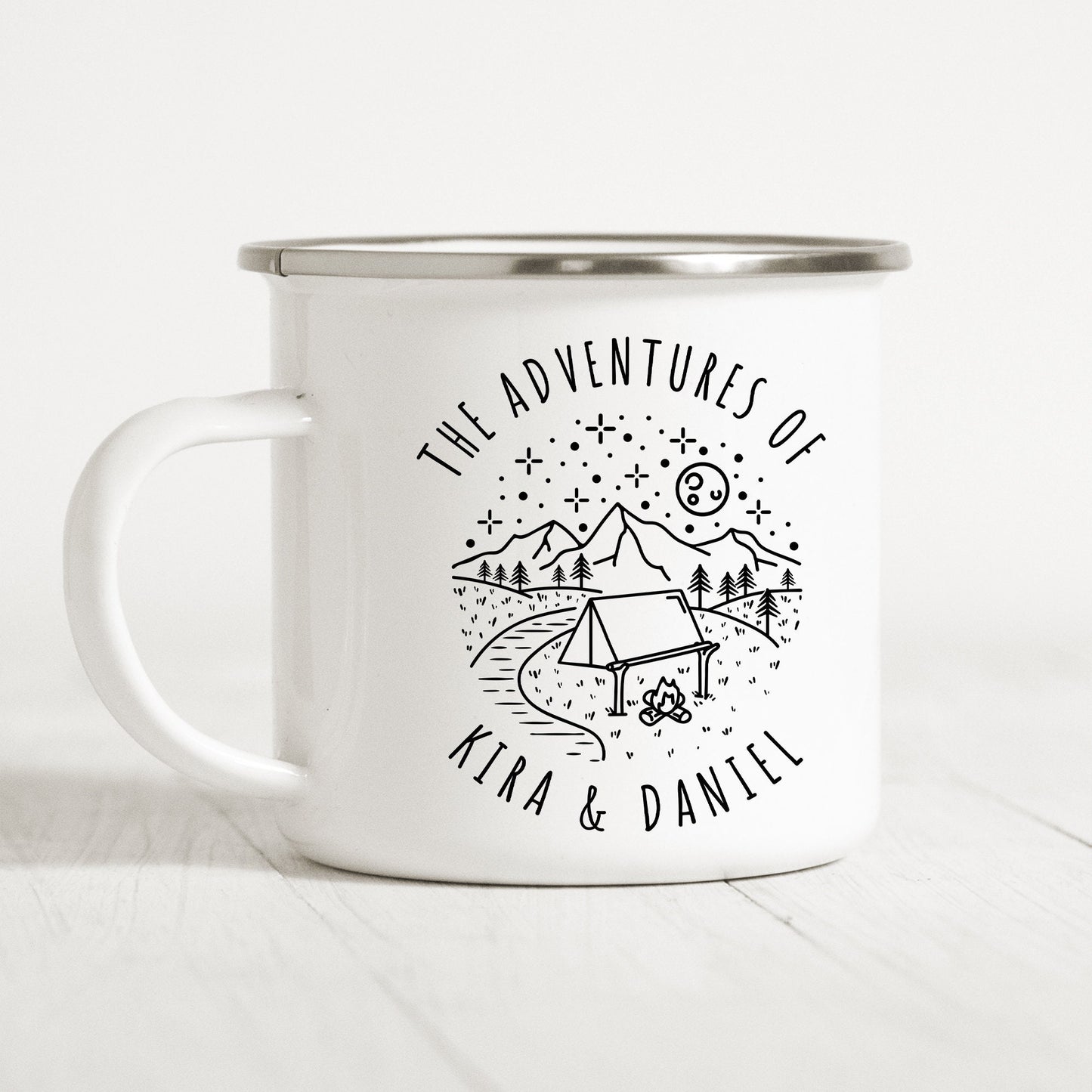 Emaille Tasse Camping Personalisiert Campingbecher Metalltasse Zelten Campen Wohnmobil Camping Geschenk