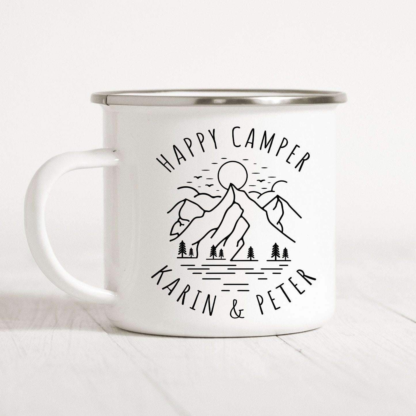 Emaille Tasse Camping Personalisiert Campingbecher Metalltasse Zelten Campen Wohnmobil Camping Geschenk