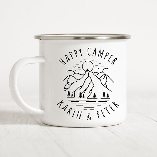 Emaille Tasse Camping Personalisiert Campingbecher Metalltasse Zelten Campen Wohnmobil Camping Geschenk