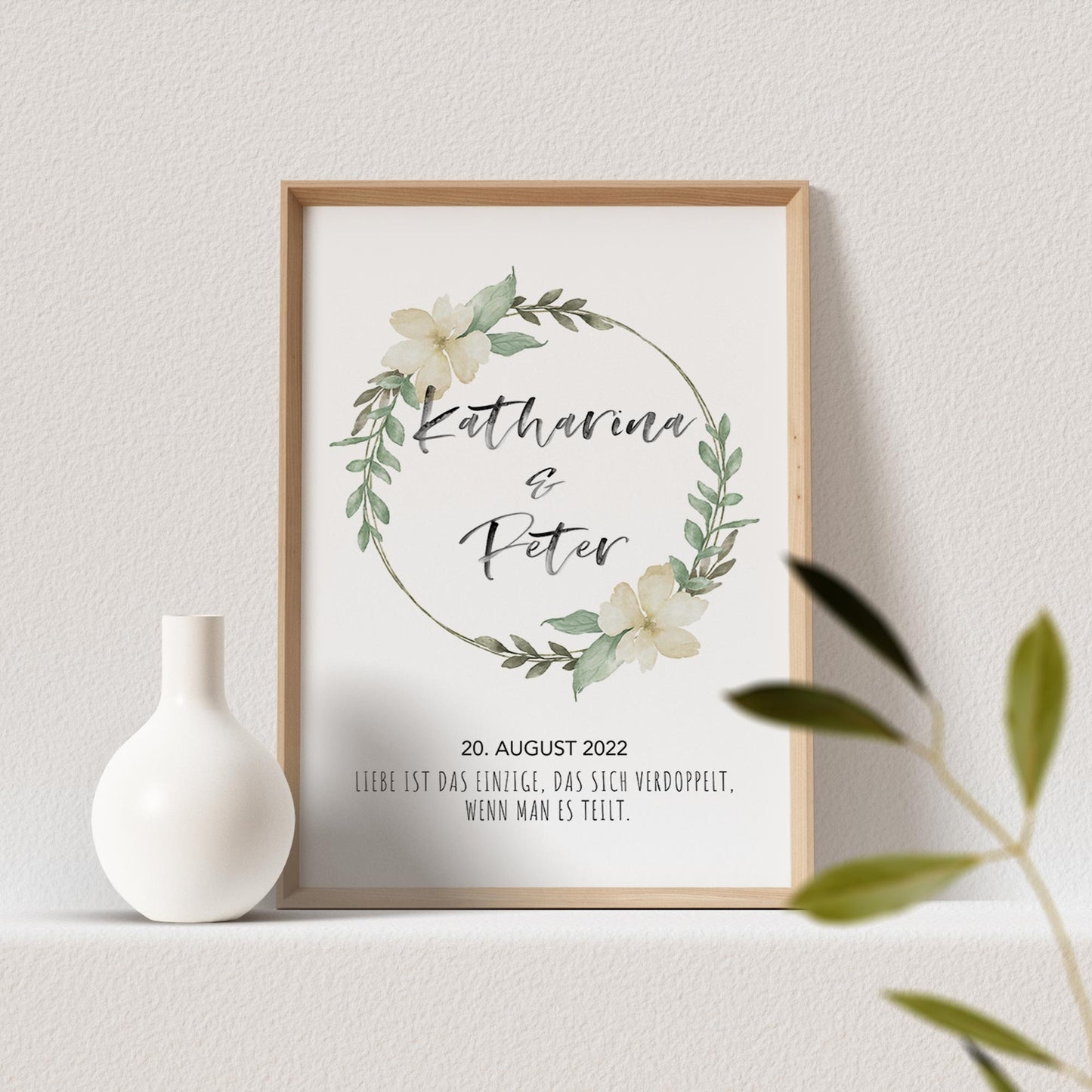 Hochzeitsposter Personalisiert mit personalisierbaren Namen Hochzeitstag und Hochzeitsspruch Hochzeitsgeschenk