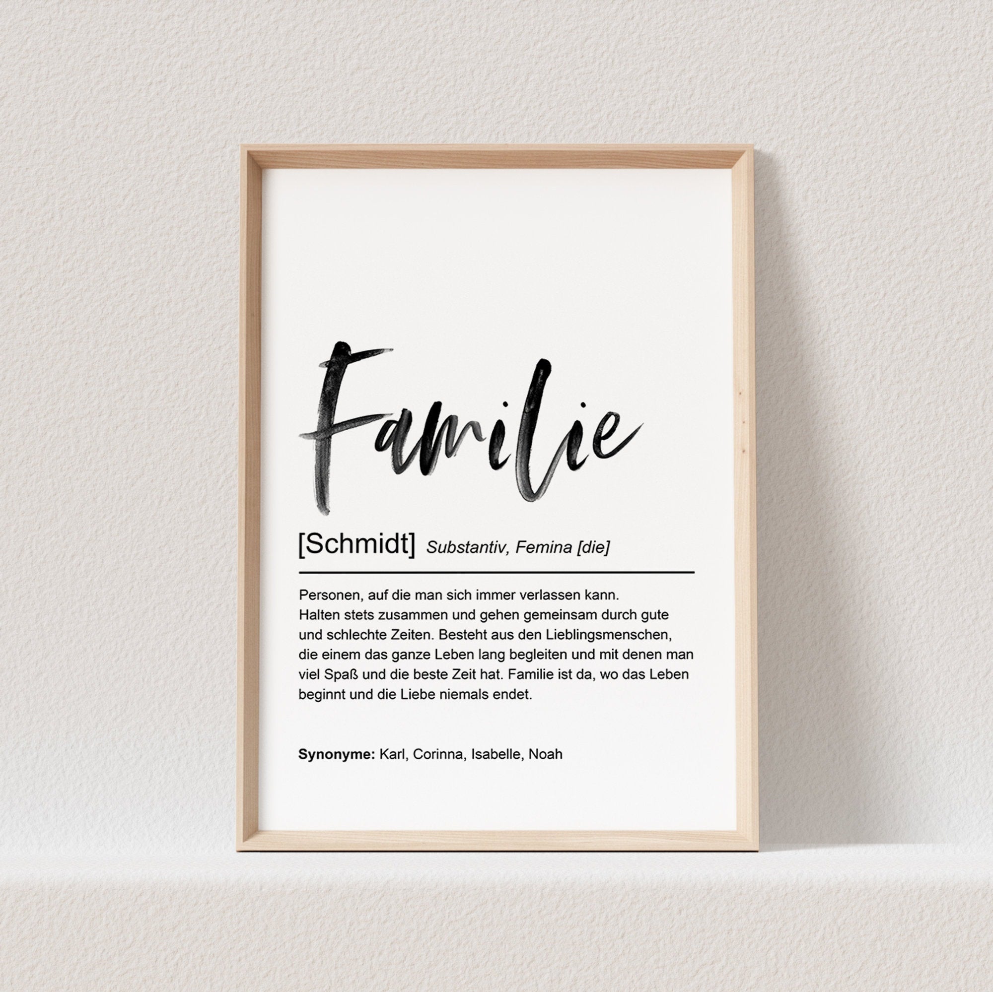 Familie Definition Poster Personalisiert Familienposter Namen Family G ...