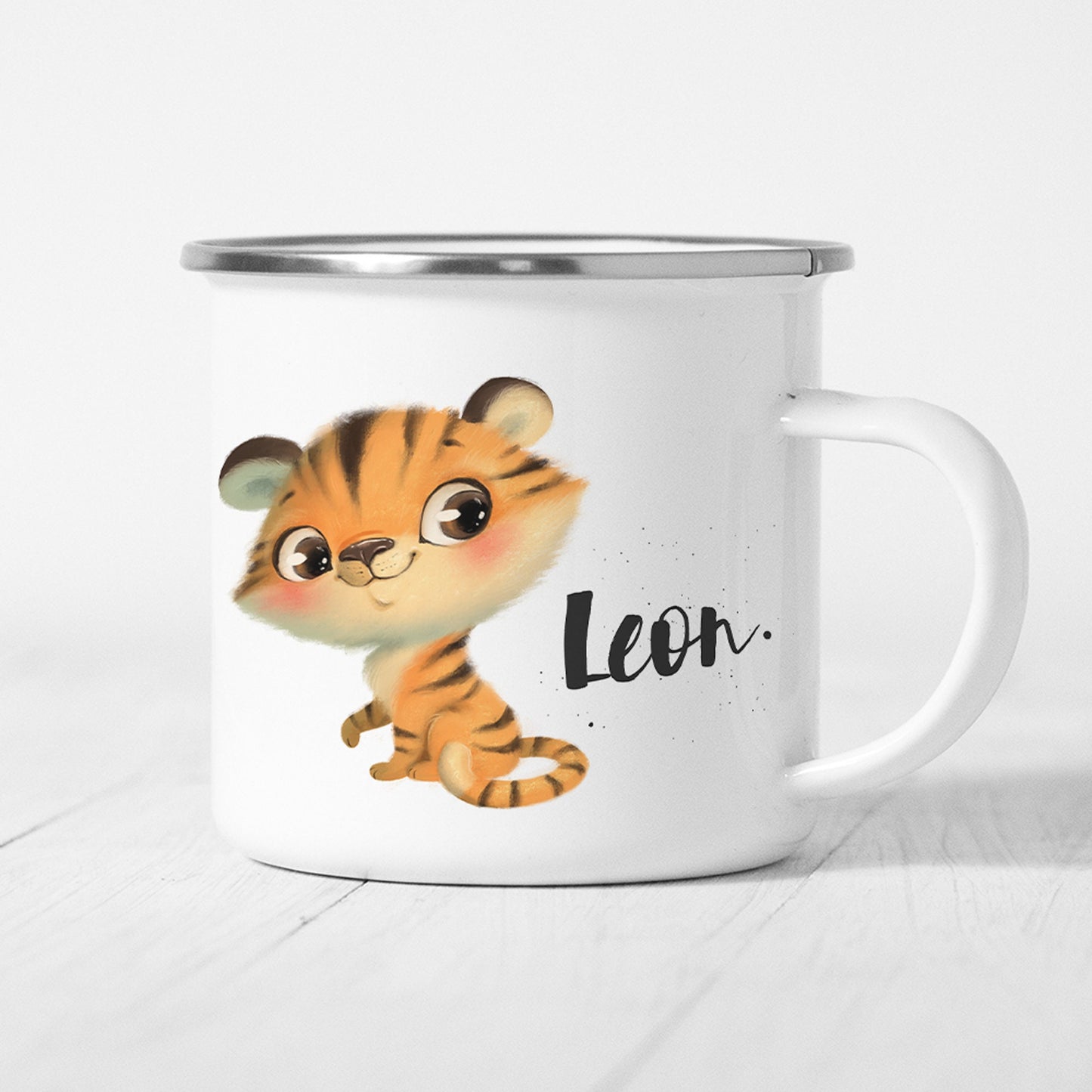 Tiger Tasse Emaille Personalisiert Kinder Tigerbaby Becher Name Namensgeschenk Geschenk