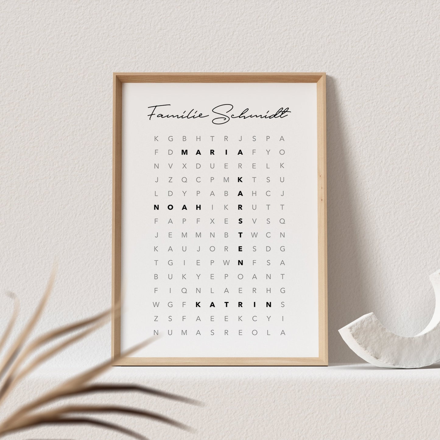 Suchsel Familienposter Personalisiert Familie Poster Buchstabenrätsel Kreuzworträtsel Bild Geschenk