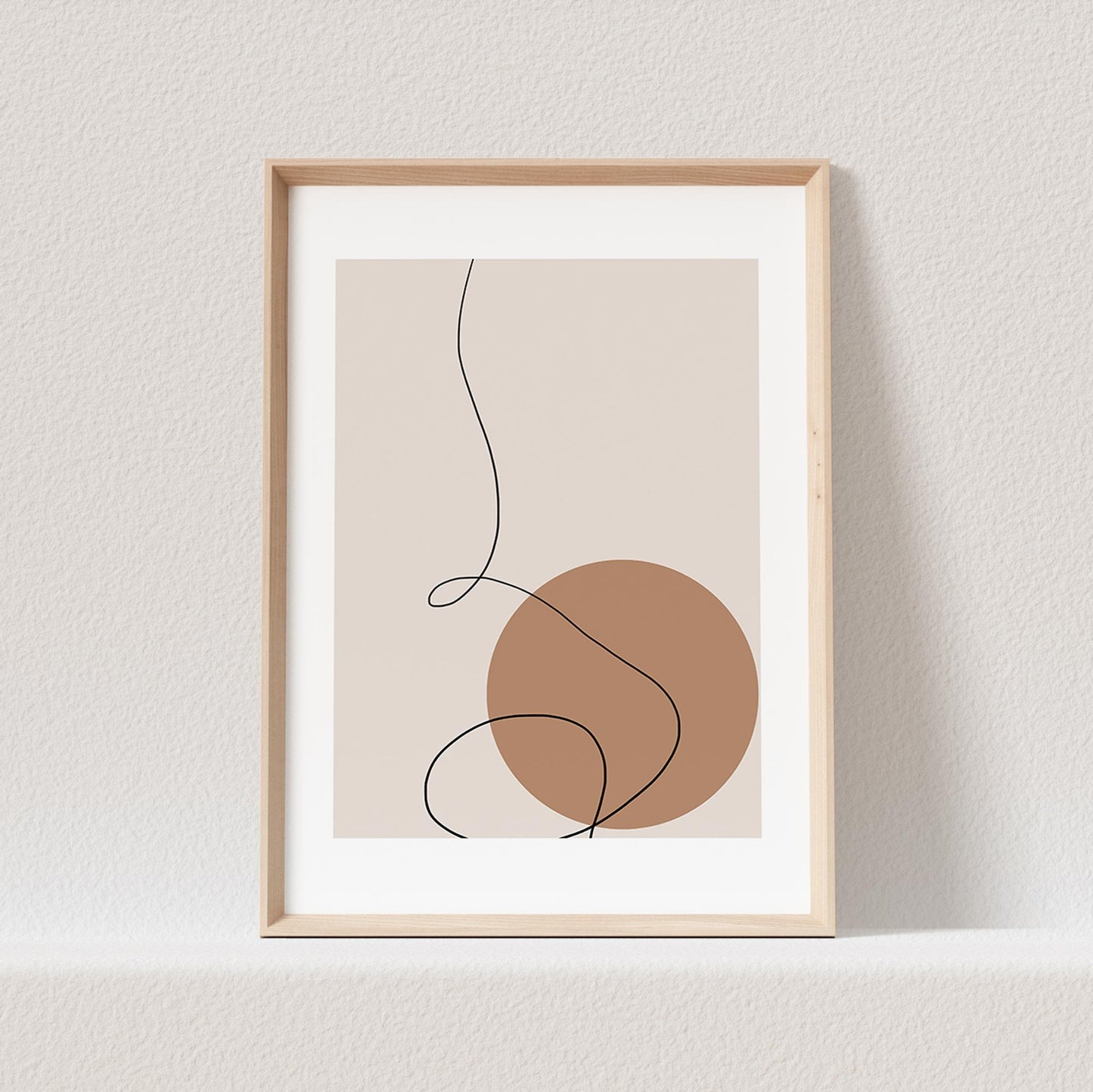 Boho Wanddekoration Abstrakter Kunstdruck in Beige Minimalistische Formen Print Bild Wandkunst Wanddeko