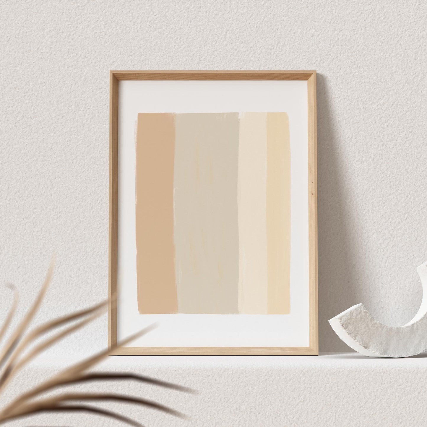 Boho Wanddekoration Abstrakter Kunstdruck in Beige Erdfarben Minimalistische Formen Print Bild Wandkunst Wanddeko