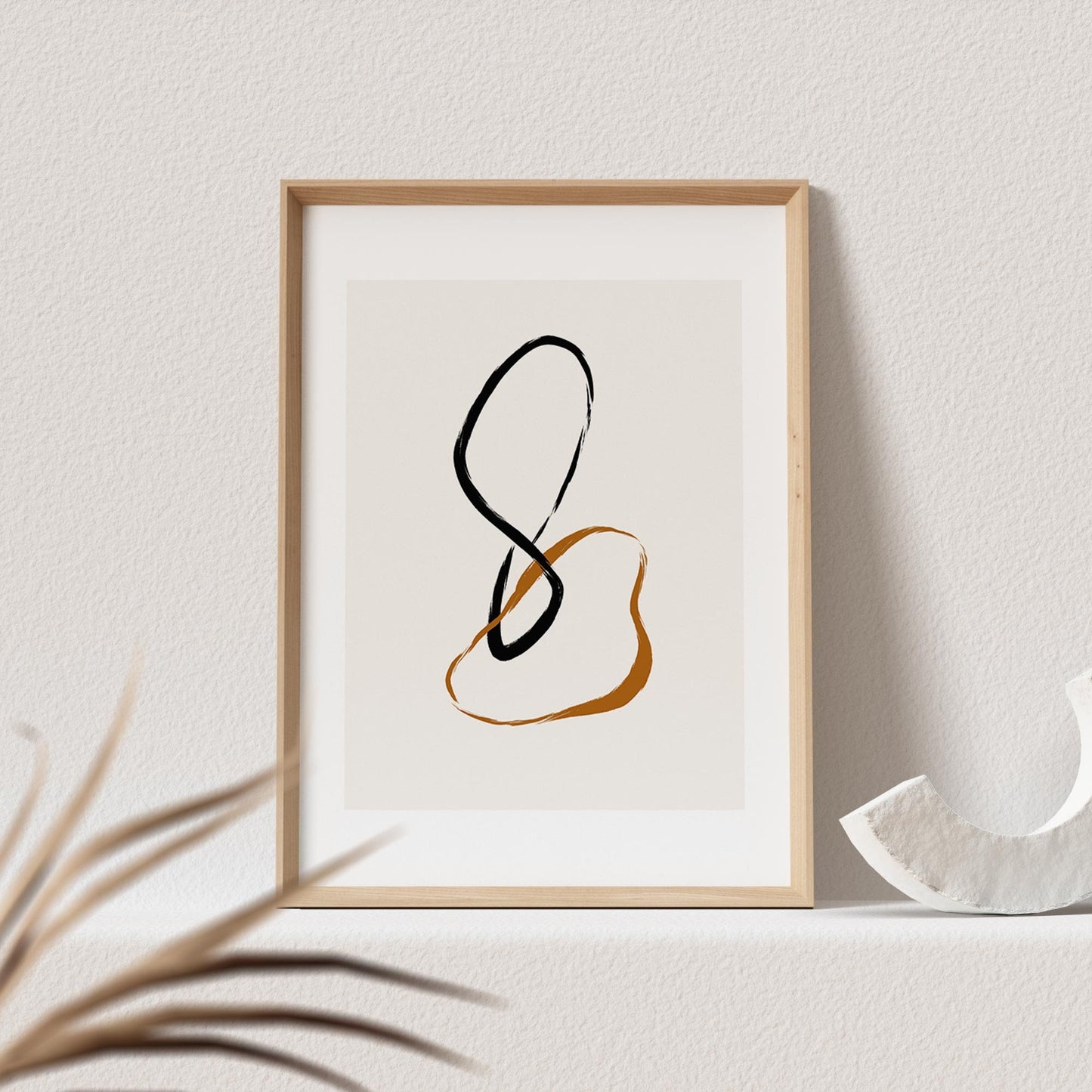 Boho Wanddekoration Abstrakter Kunstdruck in Beige Minimalistischer Print Bild Wandkunst Wanddeko