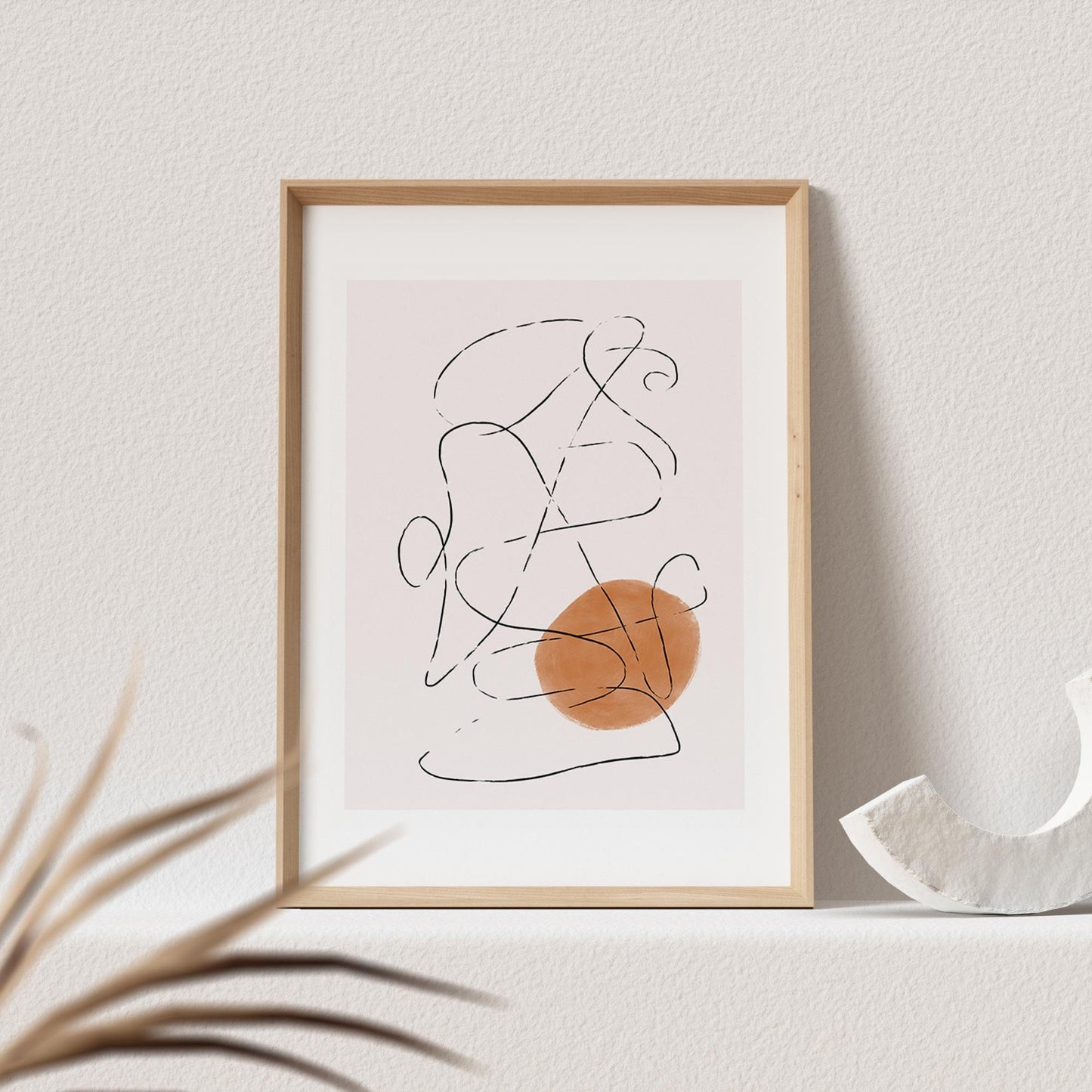 Boho Wanddekoration Abstrakter Kunstdruck in Beige Minimalistischer Print Bild Wandkunst Wanddeko