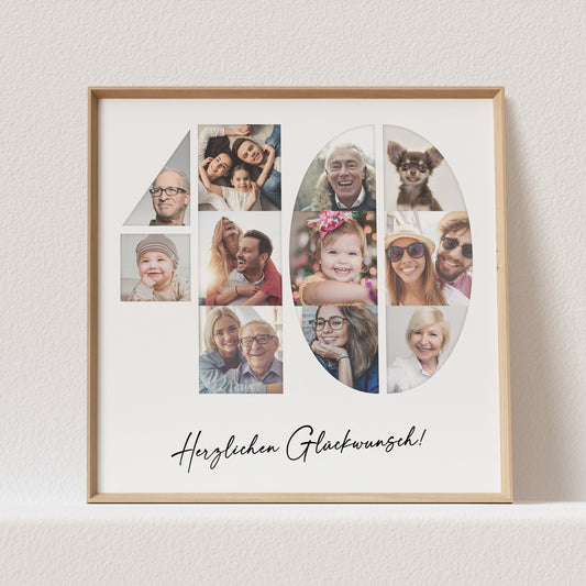 Foto Poster 40. Geburtstag Personalisiert Foto Collage Fotogeschenk 40. Geburtstag Print Geburtstagsgeschenk