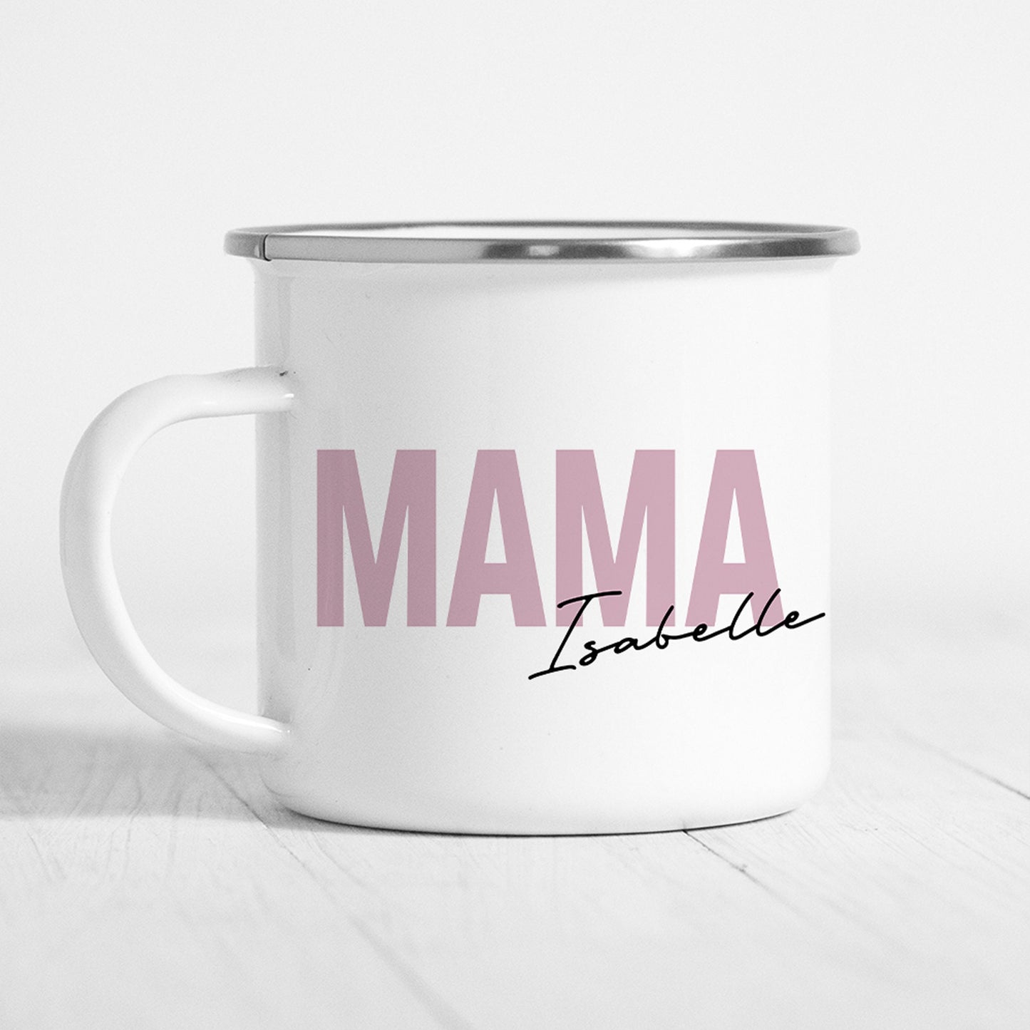 Mama Emaille Tasse Keramik Personalisiert mit Namen Verschiedene Farben Mutter Geschenk Geburtstag Muttertag Muttertagsgeschenk