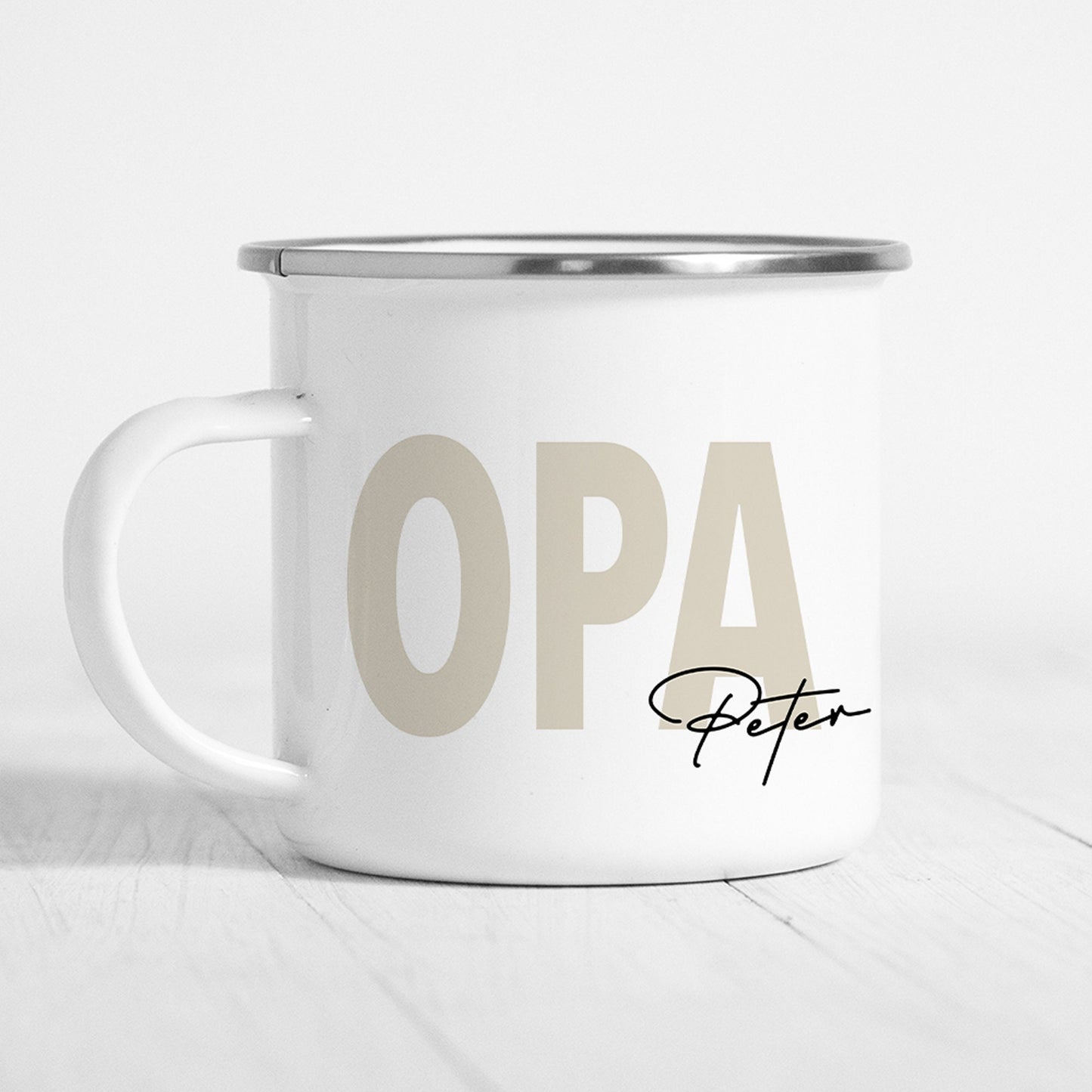 Opa Tasse Emaille Personalisiert mit Namen Verschiedene Farben Großvater Geschenk Geburtstag Vatertag Vatertagsgeschenk