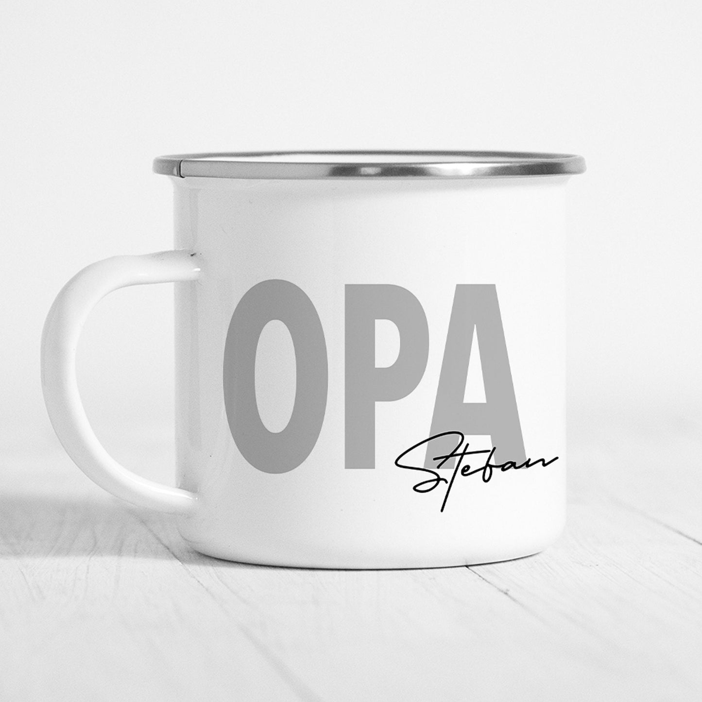 Opa Tasse Emaille Personalisiert mit Namen Verschiedene Farben Großvater Geschenk Geburtstag Vatertag Vatertagsgeschenk