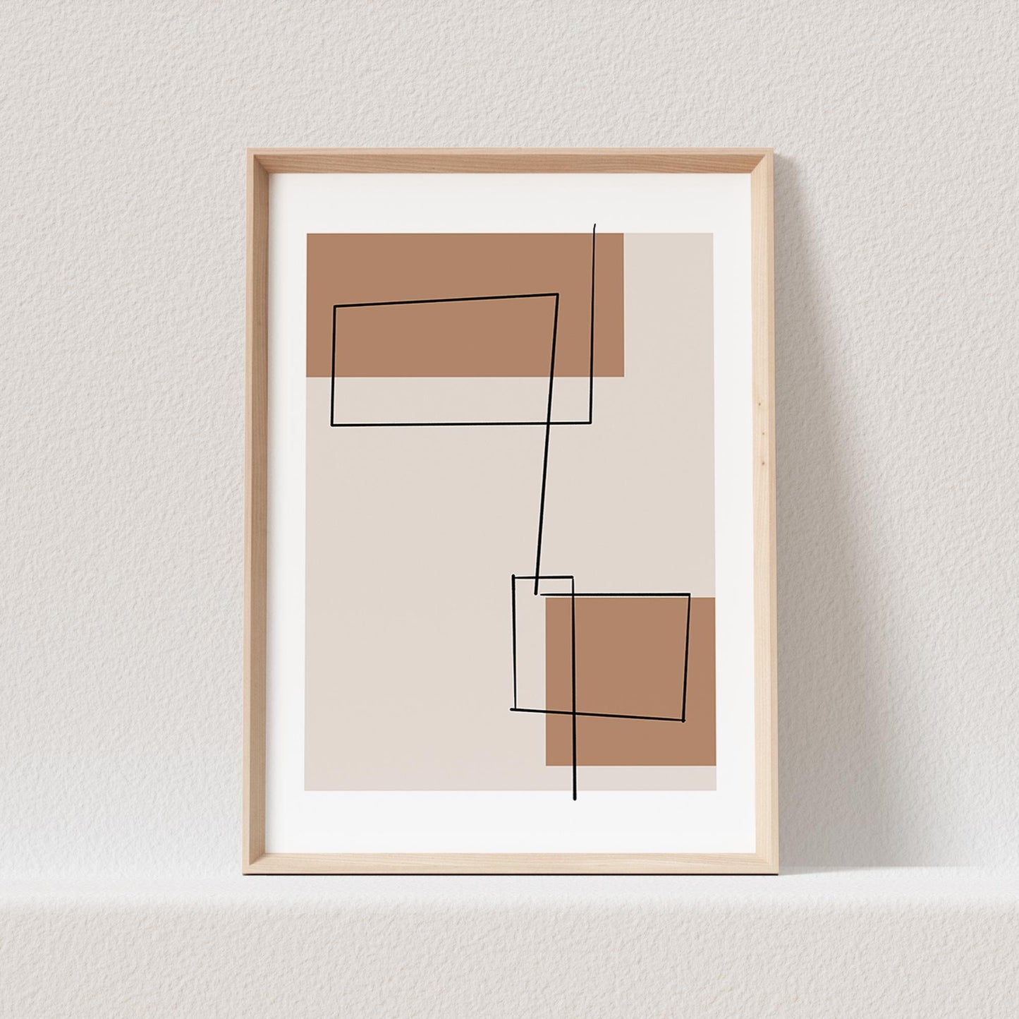Boho Wanddekoration Abstrakter Kunstdruck in Beige Minimalistische Formen Print Bild Wandkunst Wanddeko