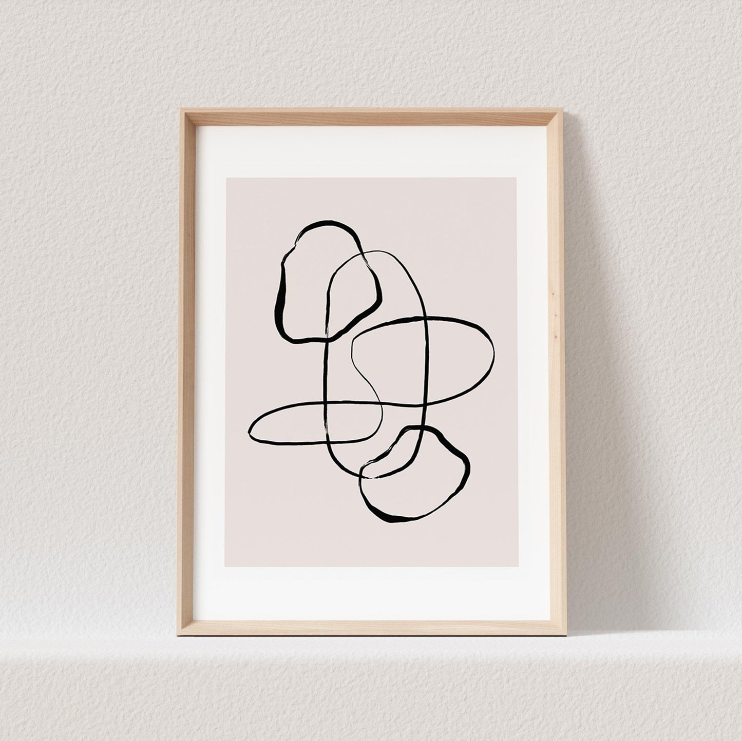 Boho Wanddekoration Abstrakter Kunstdruck in Beige Minimalistische Formen Print Bild Wandkunst Wanddeko