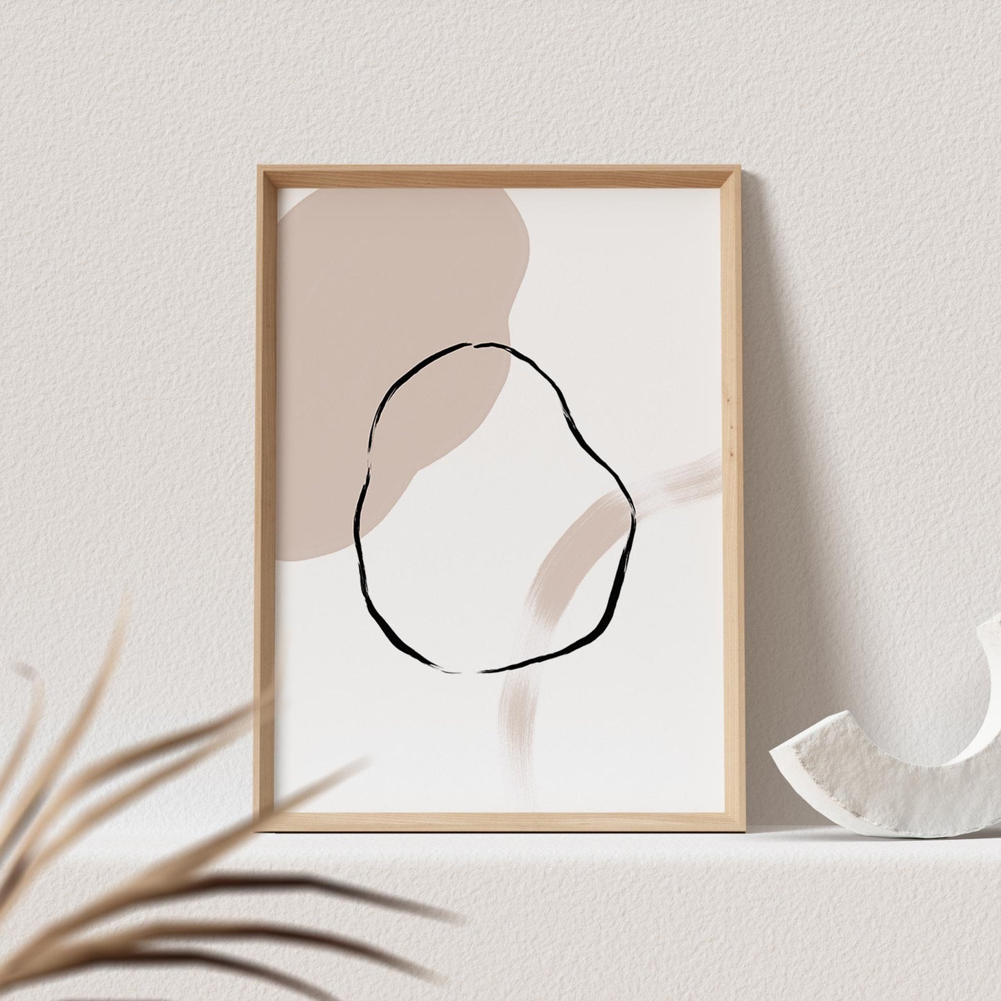 Boho Wanddekoration Abstrakter Kunstdruck in Beige Minimalistischer Print Bild Wandkunst Wanddeko