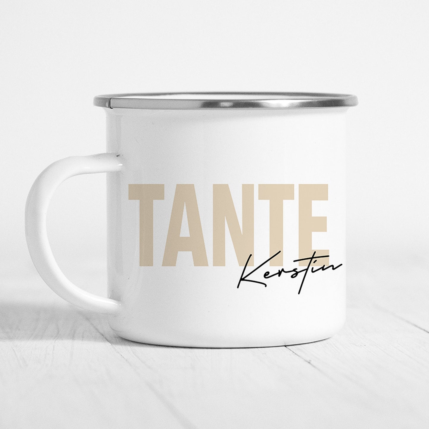 Tante Emaille Tasse Keramik Personalisiert mit Namen Verschiedene Farben Tante Geschenk Personalisiert Geburtstagsgeschenk
