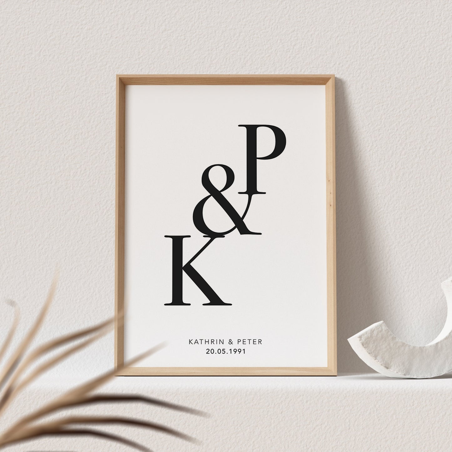 Initialen Poster Personalisiert Jahrestag Geschenk Liebesposter Hochzeitsposter Hochzeitstag Geschenk (OHNE RAHMEN)