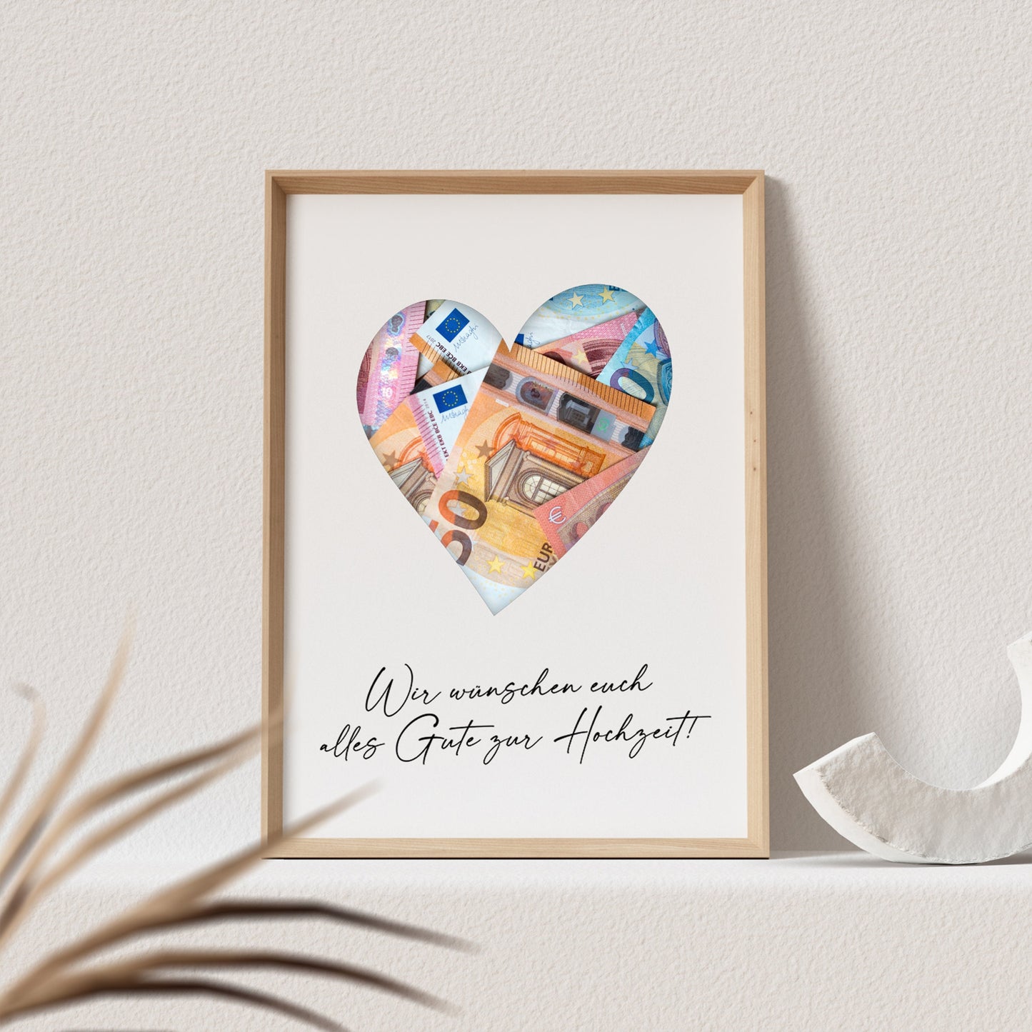 Hochzeit Geldgeschenk Personalisierbar Herz mit Spruch Hochzeitsposter Hochzeitsgeschenk (OHNE RAHMEN)