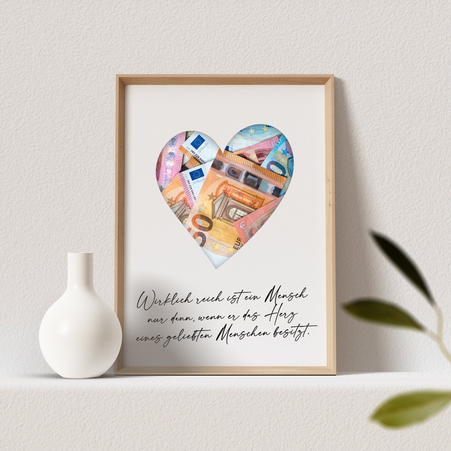 Hochzeit Geldgeschenk Personalisierbar Herz mit Spruch Hochzeitsposter Hochzeitsgeschenk (OHNE RAHMEN)