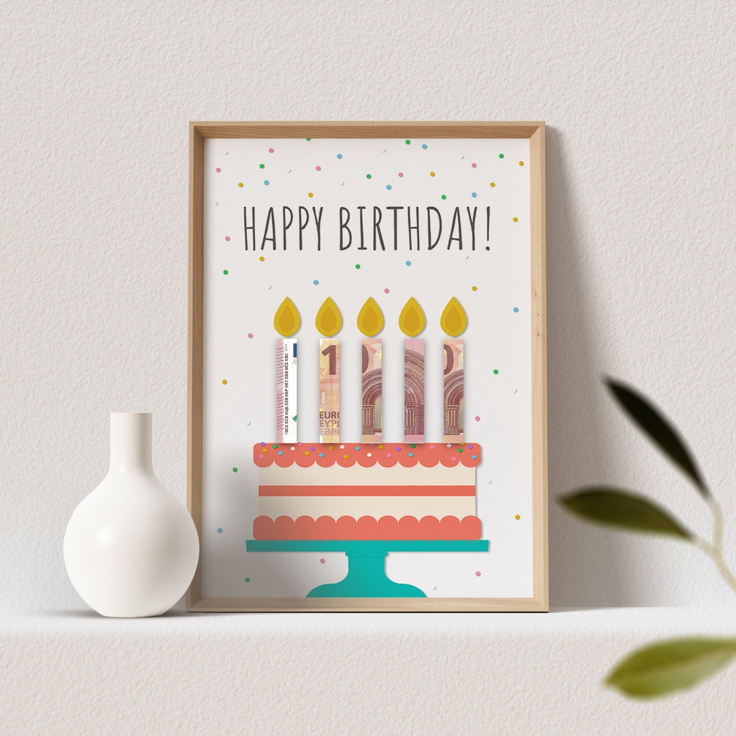 Geldgeschenk Geburtstag Poster Geburtstagsgeschenk Geburtstagsposter Geburtstagstorte Personalisierbar DIN A4 (OHNE RAHMEN)