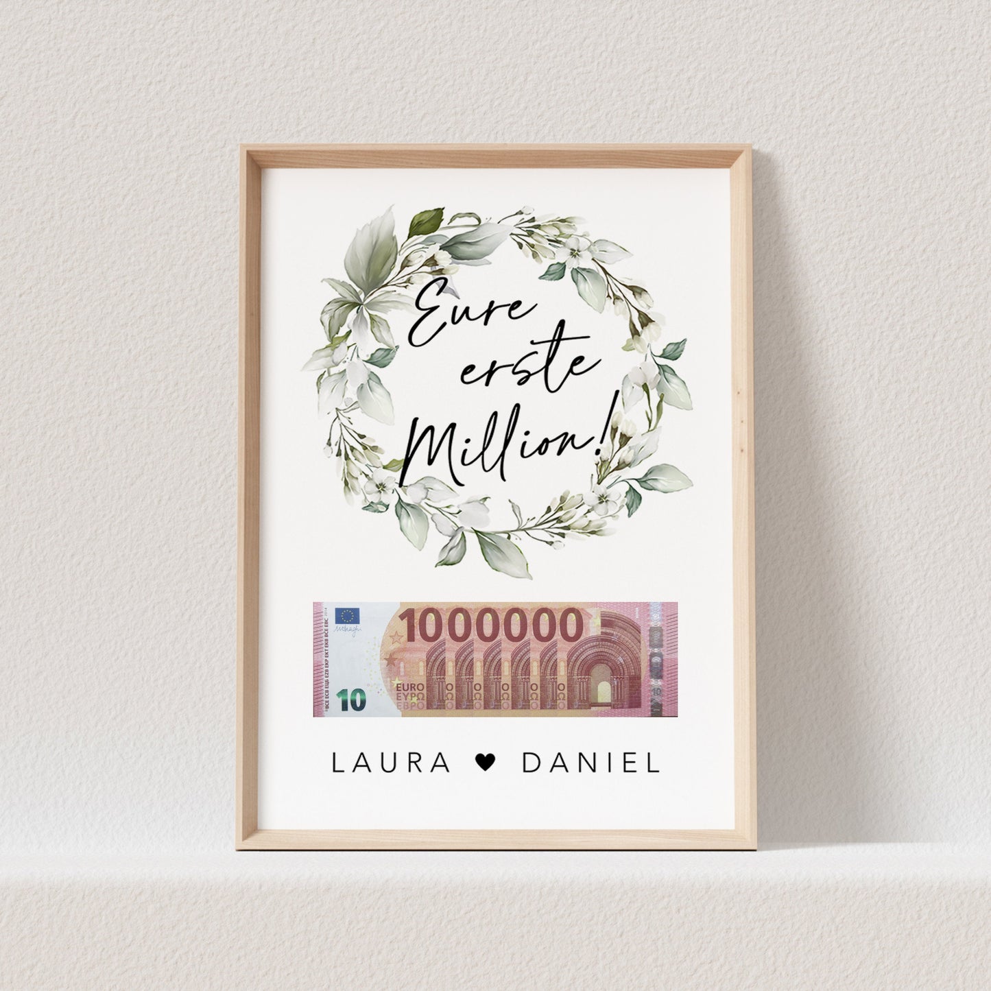 Eure Erste Million Hochzeit Poster Geldgeschenk Personalisierbar Hochzeitsgeschenk (OHNE RAHMEN)