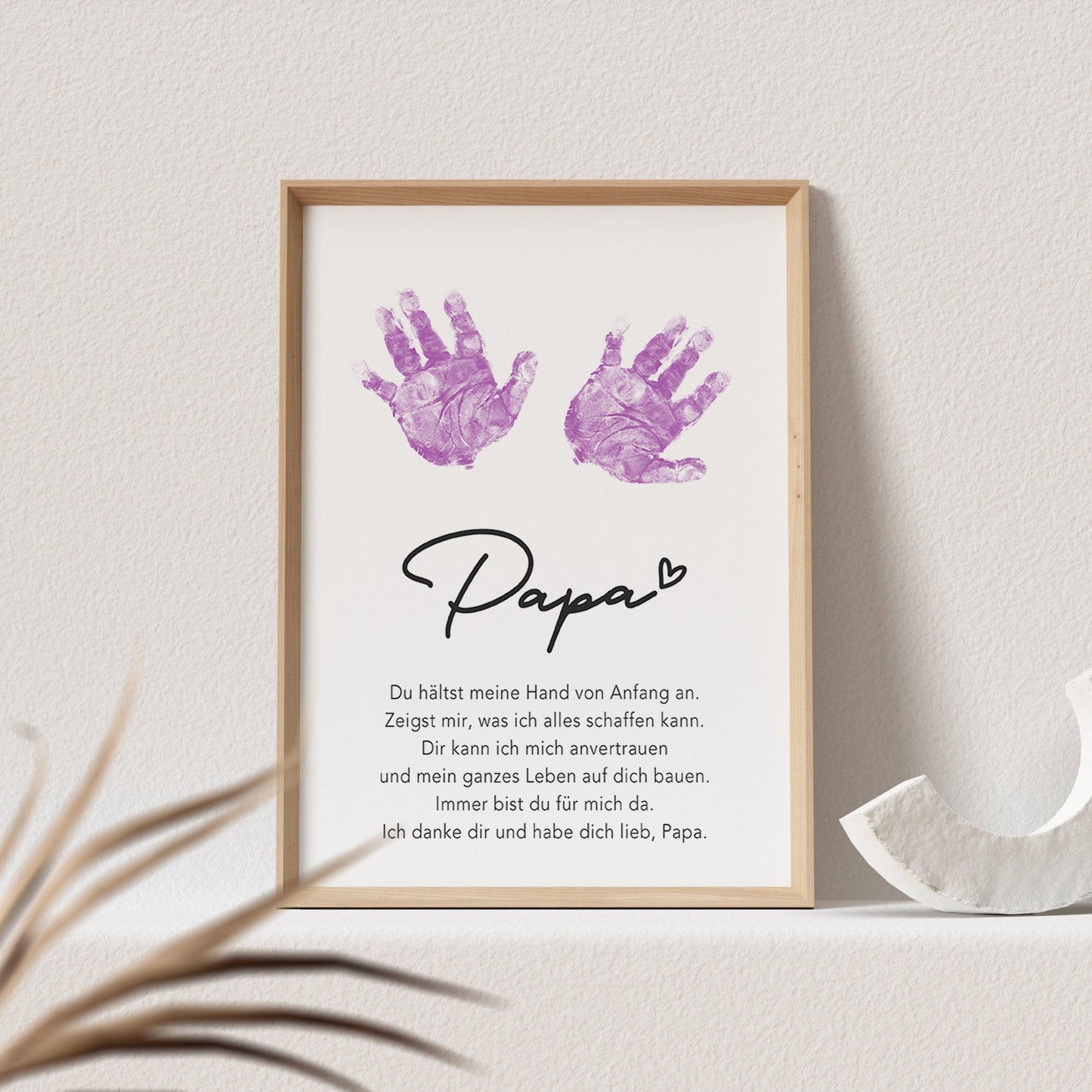 Handabdruck Papa Geschenk Poster Bild Vatertagsgeschenk Baby Personalisiert (OHNE RAHMEN)