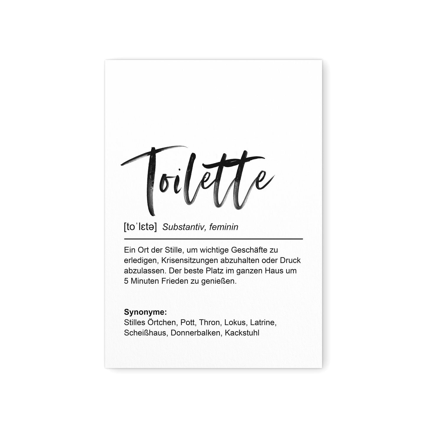 Badezimmer Deko Bild Poster Toilette Definition WC Schild Bad