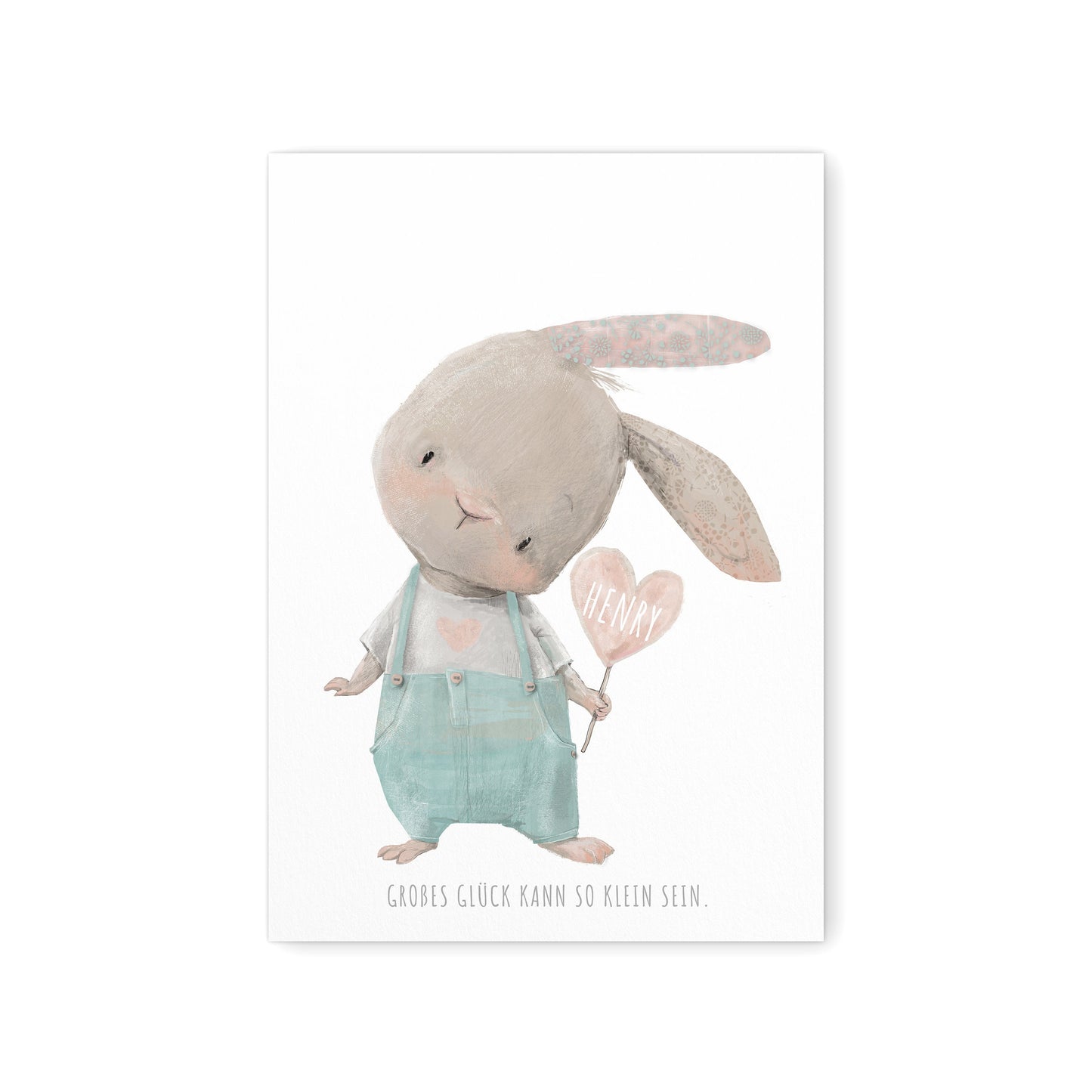 Kinderzimmer Poster Personalisiertes Bild Mit Hasen Und Herz Für Jungen & Mädchen