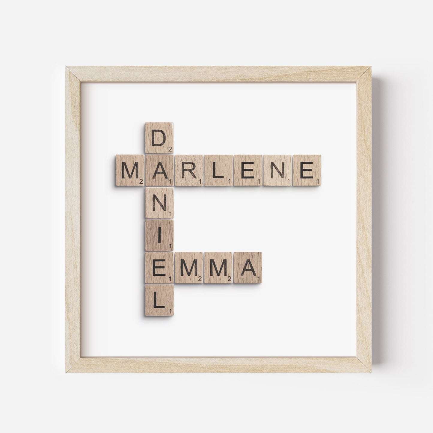 Scrabble Kreuzworträtsel Bild Familie Personalisiertes Familienposter Quadratisch (Ohne Rahmen)