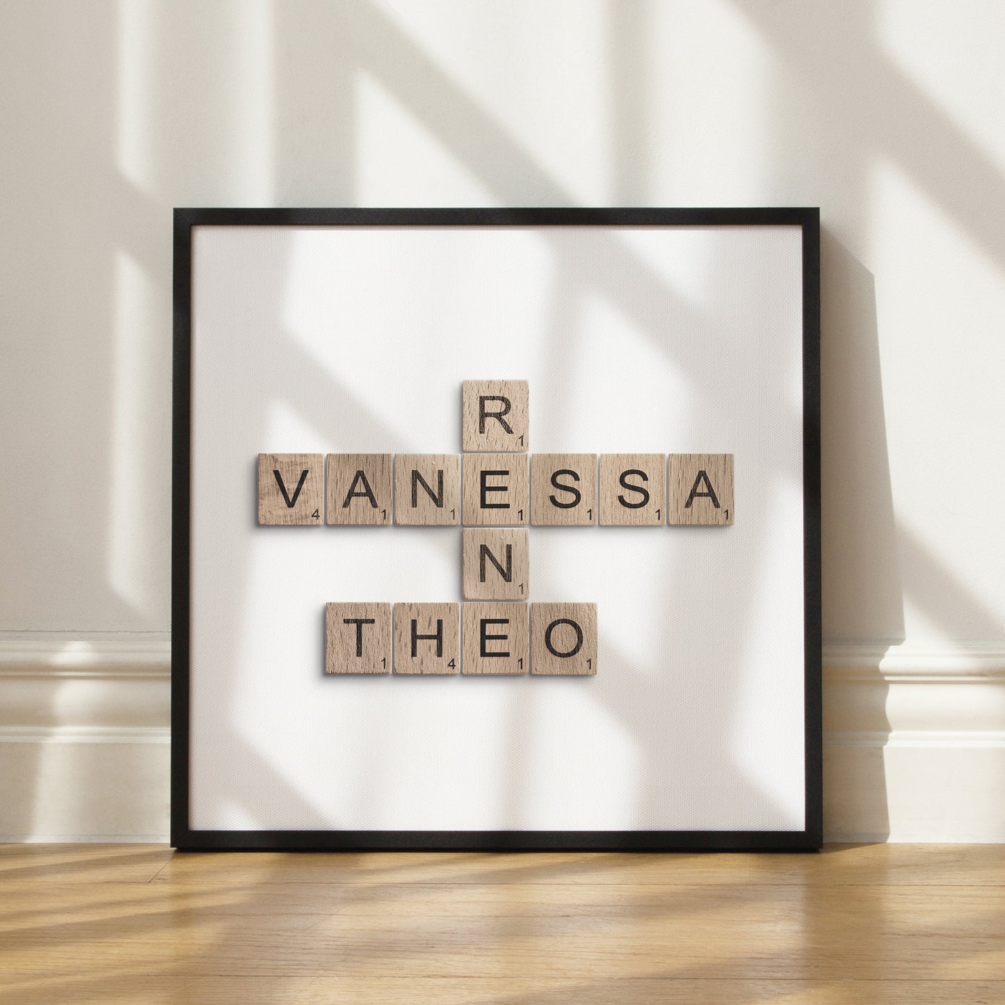 Scrabble Kreuzworträtsel Bild Familie Personalisiertes Familienposter Quadratisch (Ohne Rahmen)