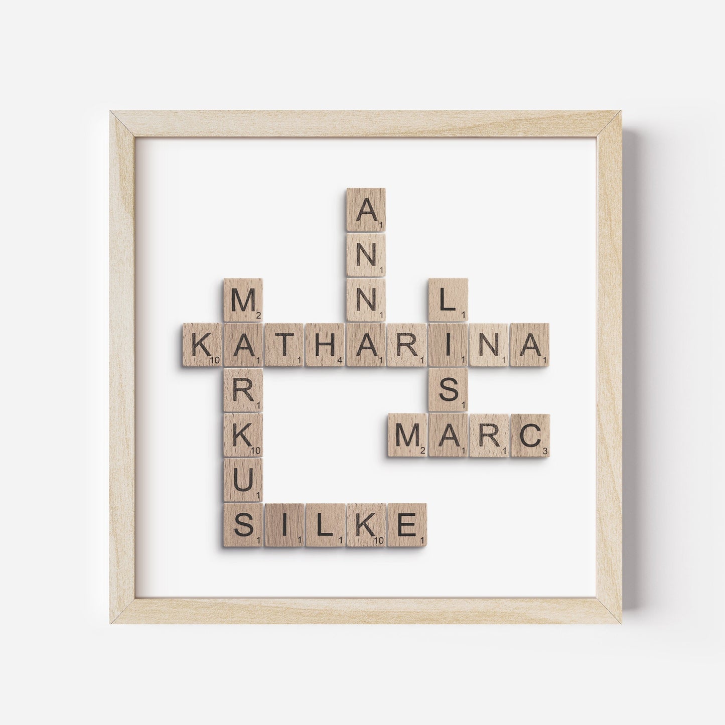 Scrabble Kreuzworträtsel Bild Familie Personalisiertes Familienposter Quadratisch (Ohne Rahmen)