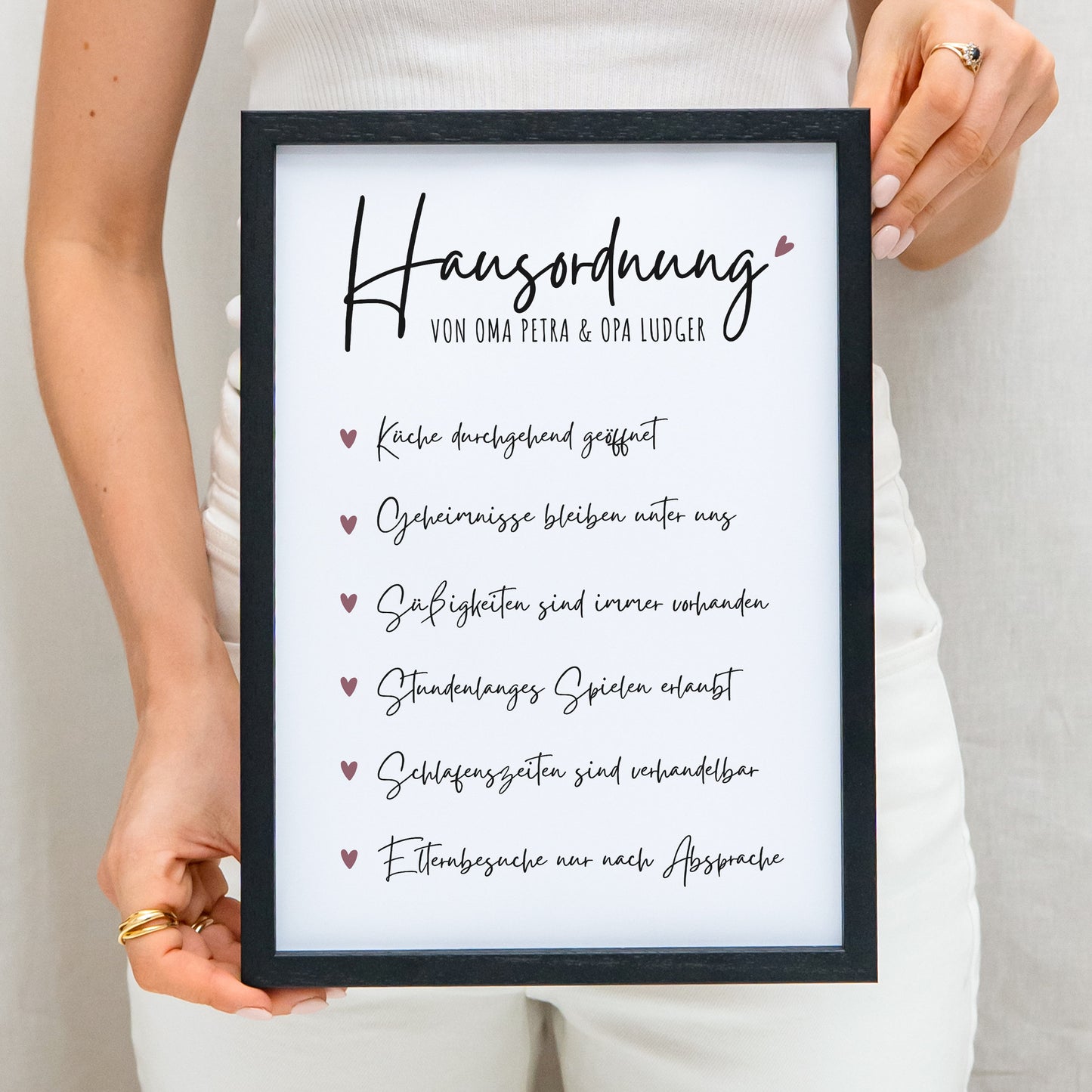 Hausordnung für Oma & Opa Personalisiertes Geschenk Bild für Großeltern