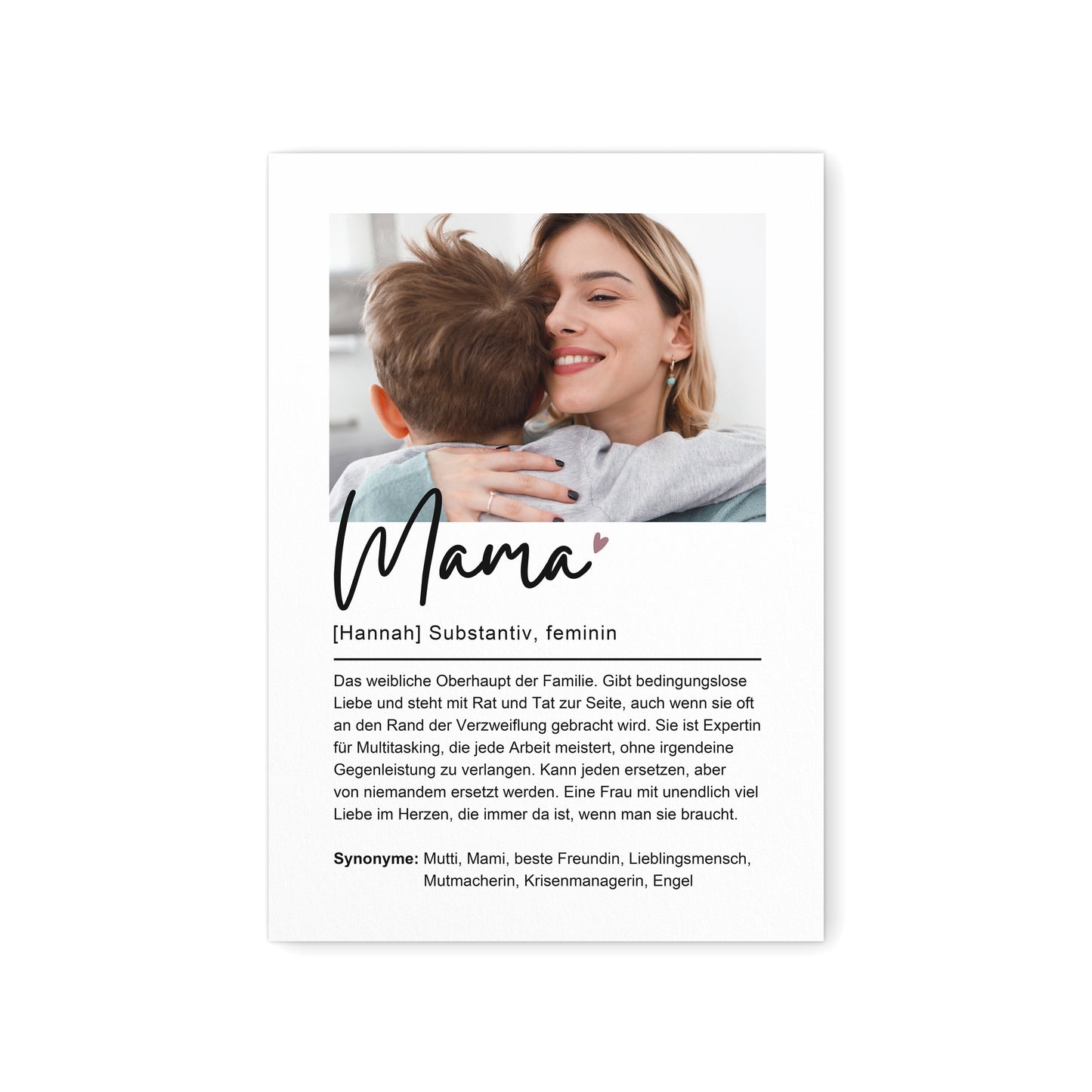 Mama Geschenk Geburtstag personalisiert Bild mit Definition und Foto für Mutter Geburtstagsgeschenk