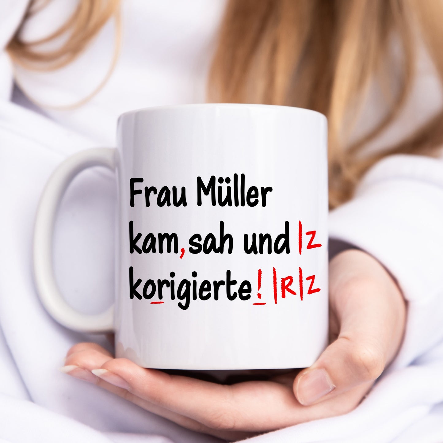 Lehrer Geschenk Tasse "Ich kam sah und korrigierte" personalsisiert für Grundschul Lehrerin Deutschlehrer Grundschullehrerin