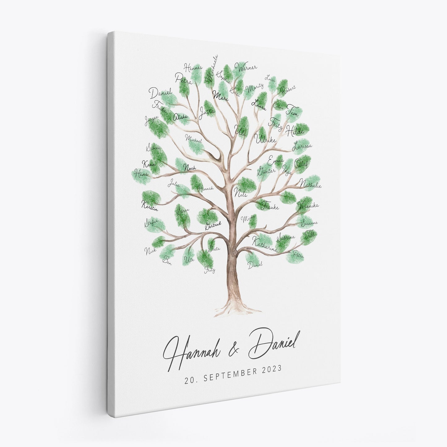 Leinwand Hochzeit Gästebuch Fingerabdruck personalisiert Hochzeitsbaum 30x40 cm (OHNE Farbe)