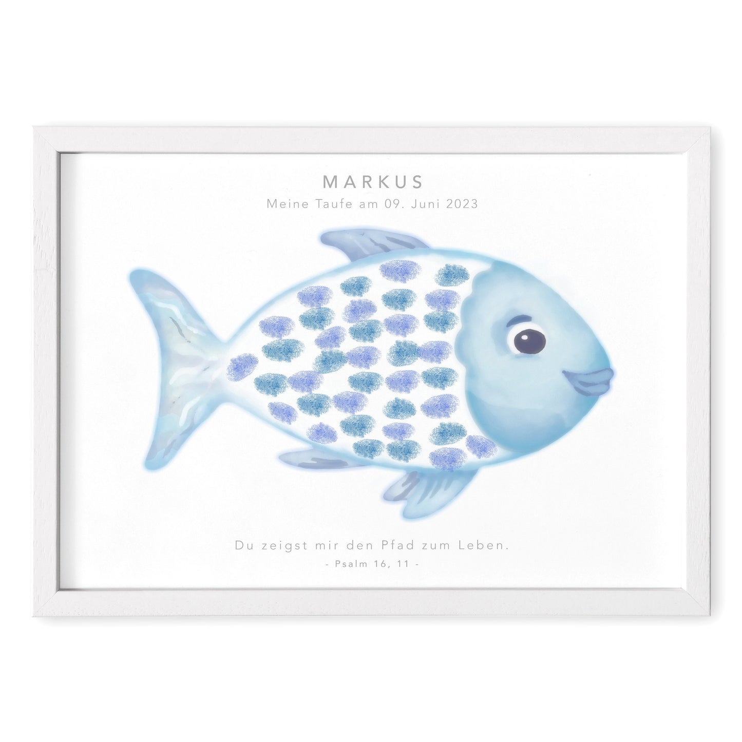 Taufe Fingerabdruck Fisch Gästebuch Taufe Junge personalisiertes Bild Taufgeschenk