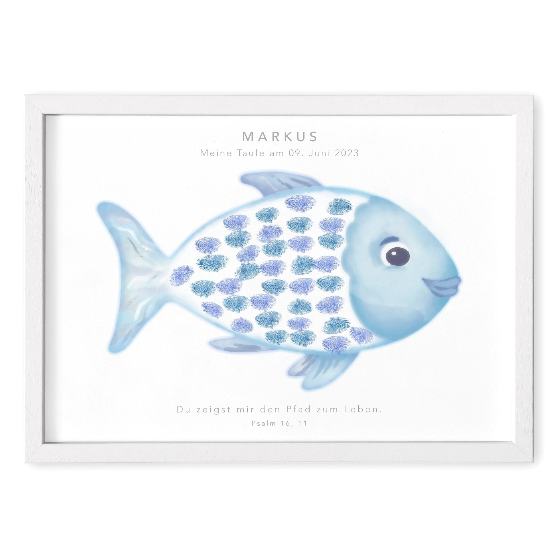 Taufe Fingerabdruck Fisch Gästebuch Taufe Junge personalisiertes Bild Taufgeschenk
