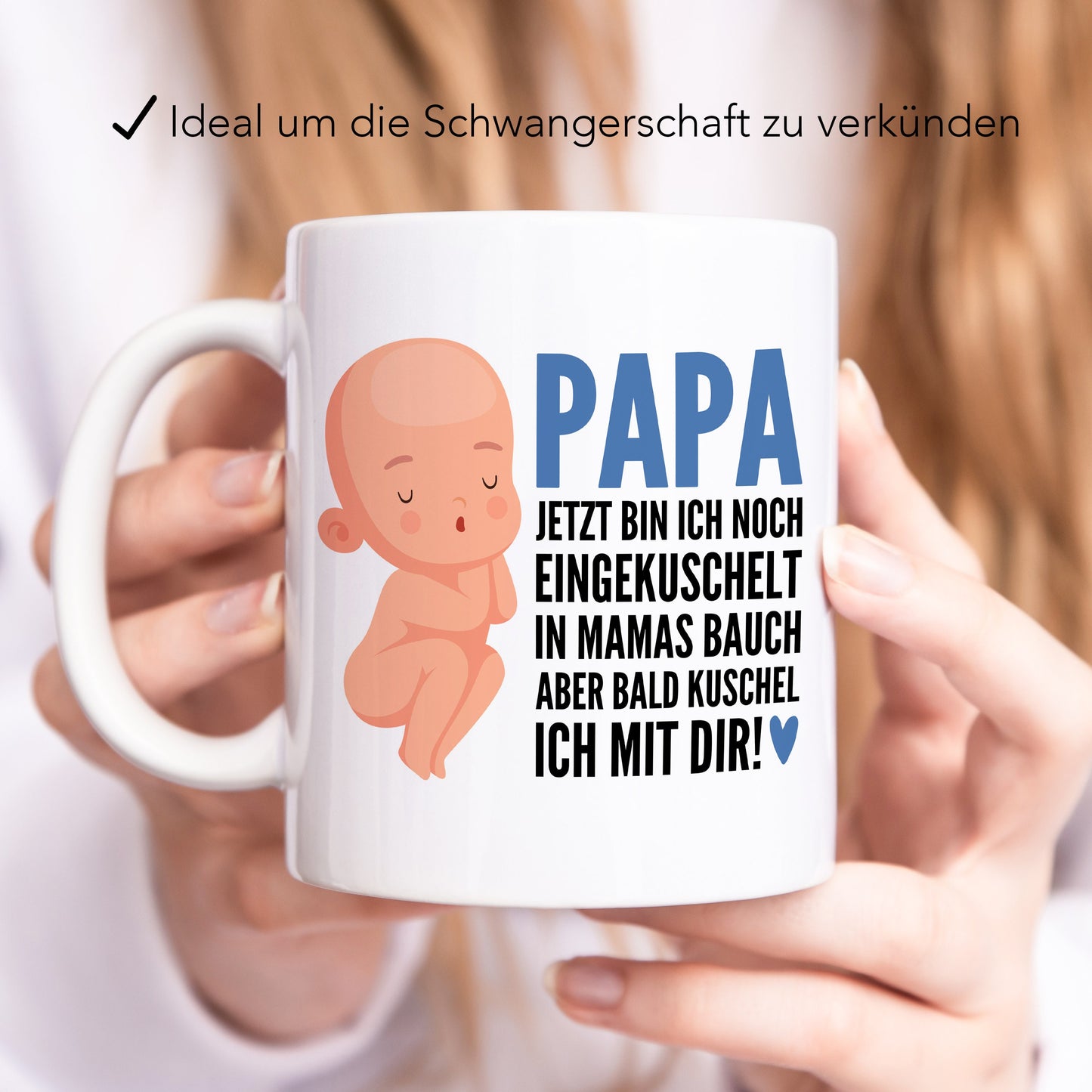 Schwangerschaft verkünden Papa Du wirst Papa Tasse Vater Kaffeetasse mit Spruch Baby im Bauch Vatertag Geschenk