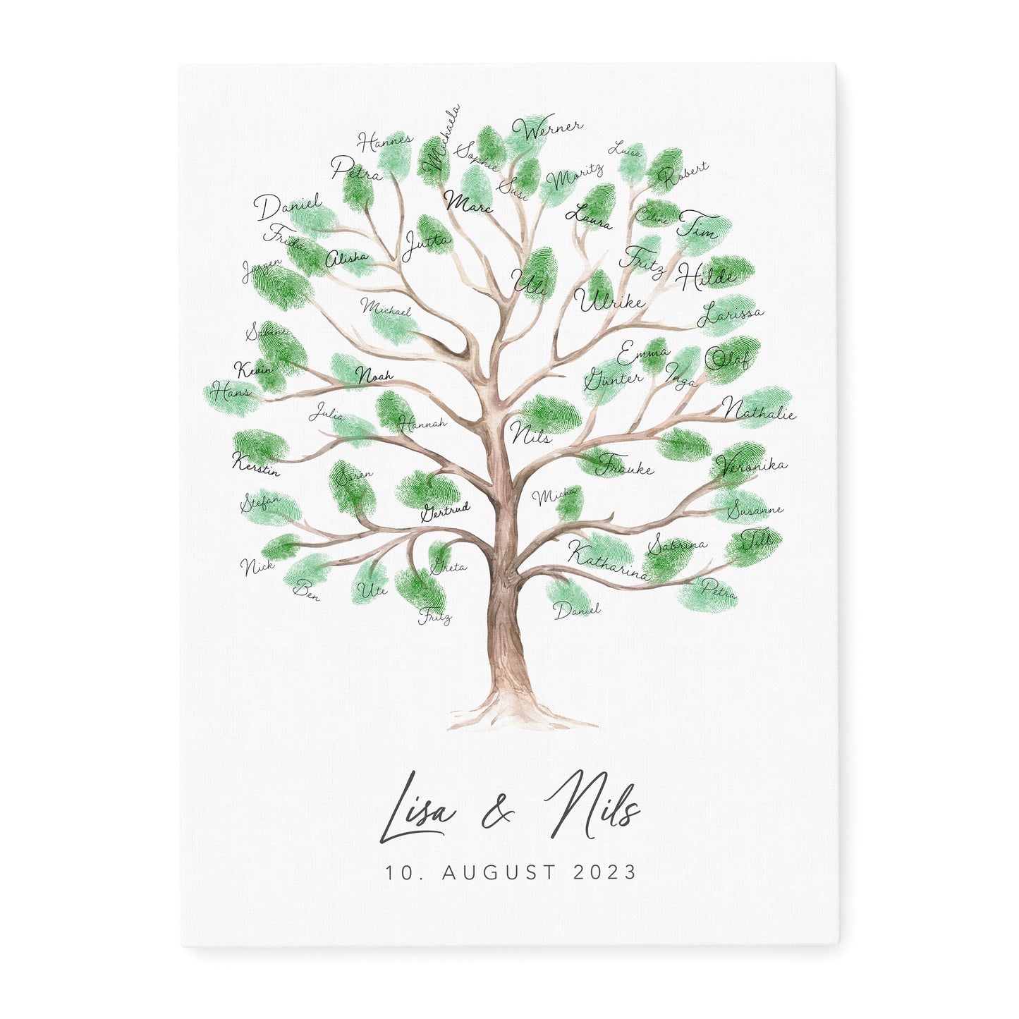 Leinwand Hochzeit Gästebuch Fingerabdruck personalisiert Hochzeitsbaum 30x40 cm (OHNE Farbe)