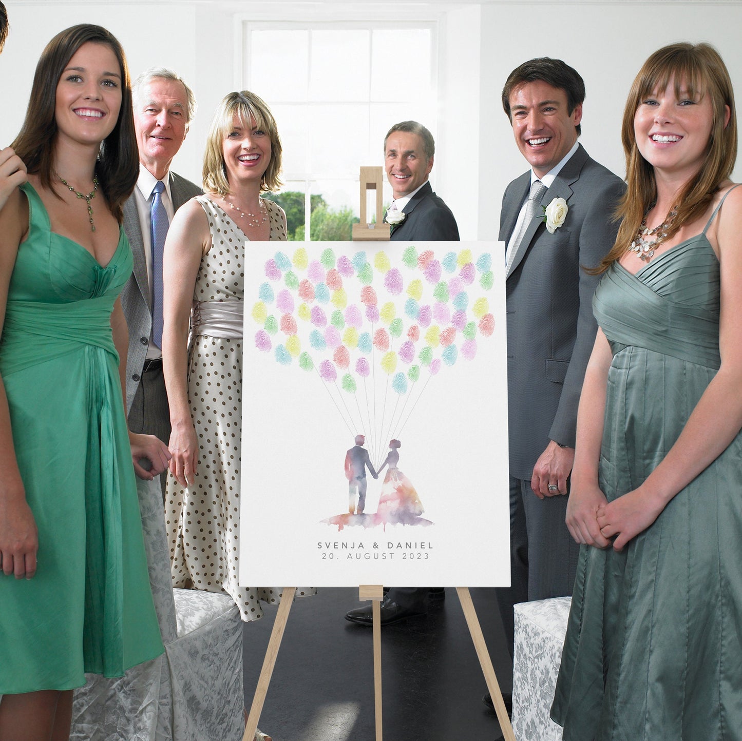 Leinwand Hochzeit Gästebuch Fingerabdruck personalisiert Brautpaar 30x40 cm (OHNE Farbe)