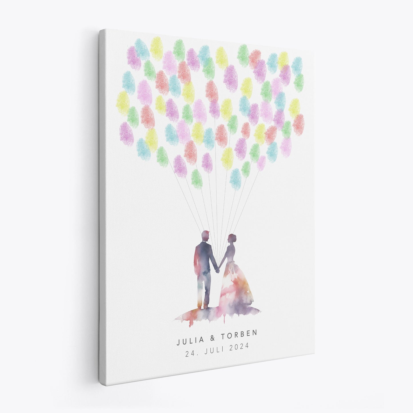 Leinwand Hochzeit Gästebuch Fingerabdruck personalisiert Brautpaar 30x40 cm (OHNE Farbe)
