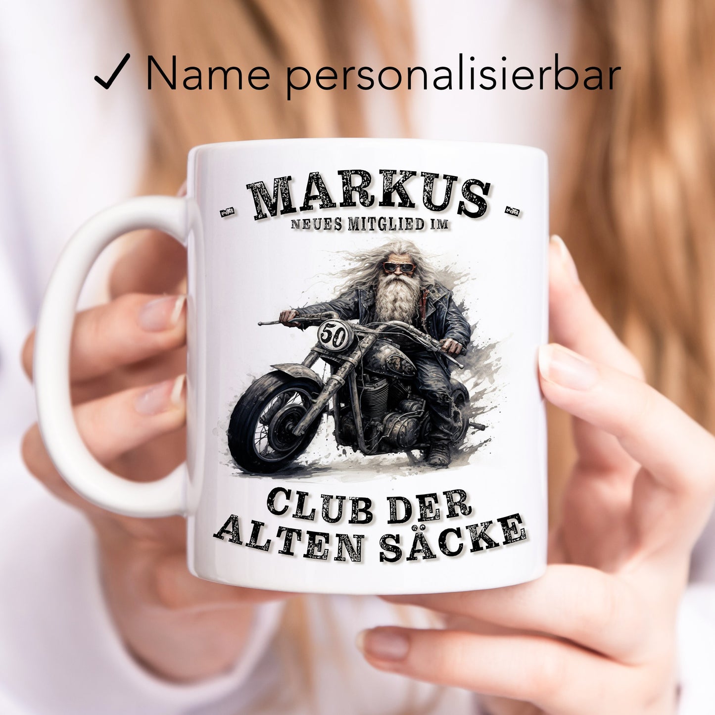Geschenk 50. Geburtstag Mann Motorrad Tasse "Club der alten Säcke" Geburtstagsgeschenk Männer